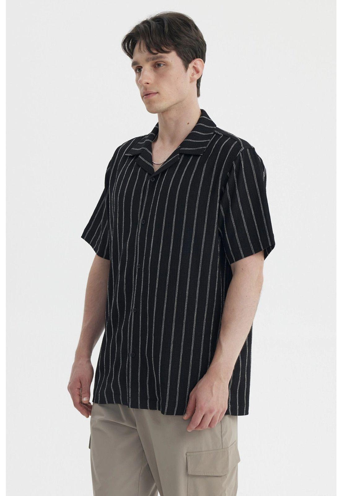 Camisa Hombre Slim Cuello Camisero Negro- lll-2