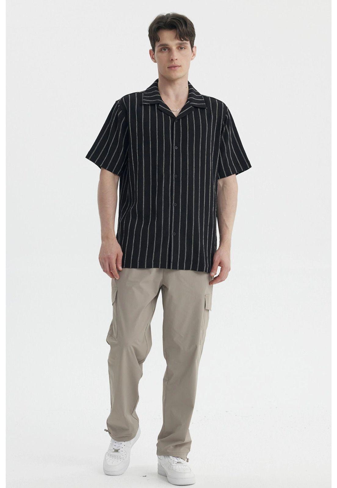 Camisa Hombre Slim Cuello Camisero Negro- lll-3