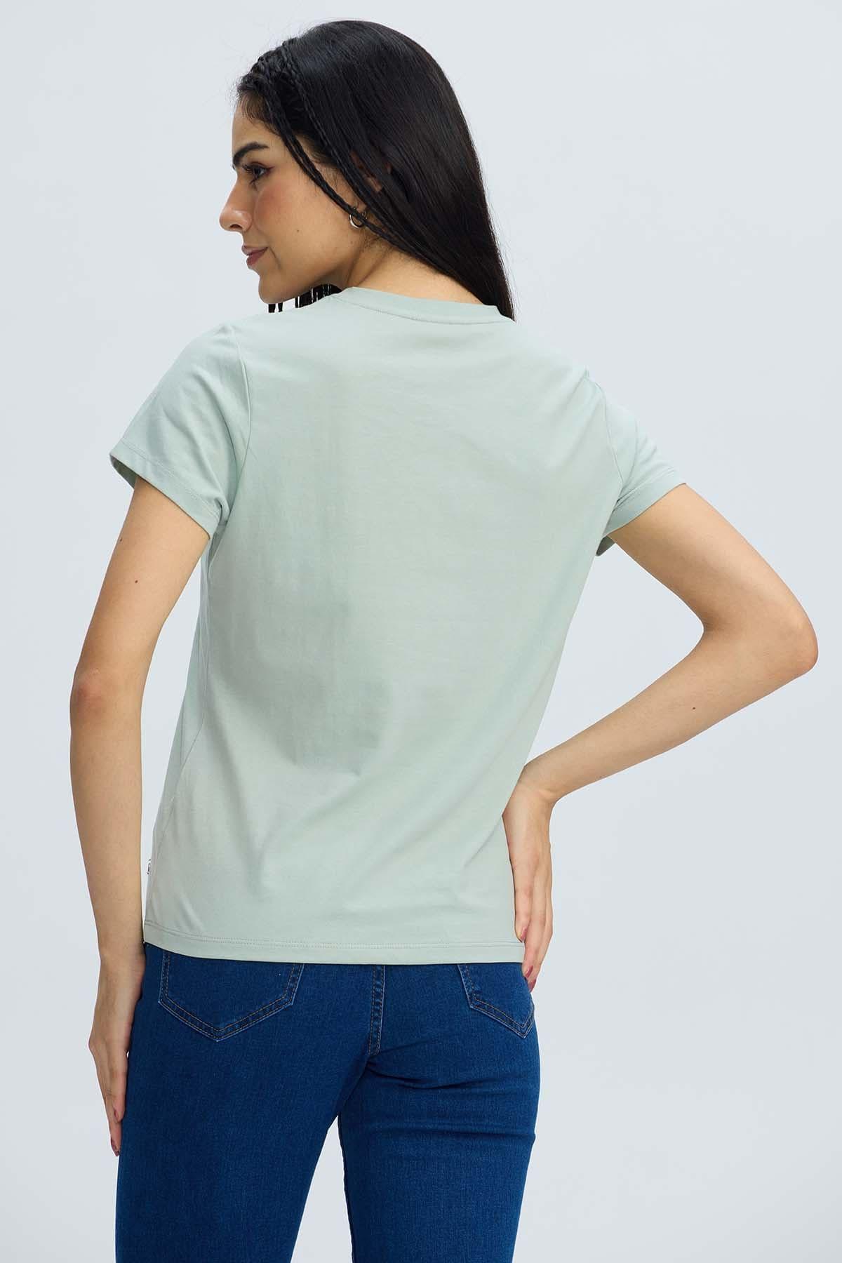 Polera Mujer Básica Print Verde Agua-2