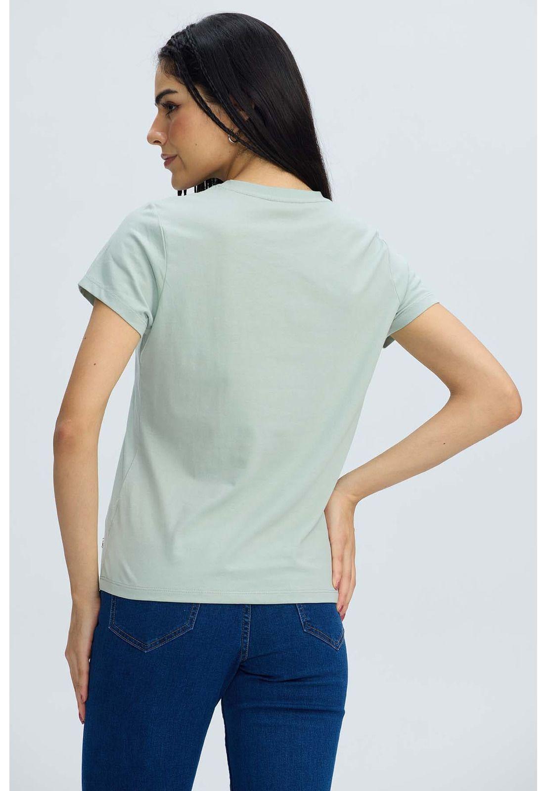 Polera Mujer Básica Print Verde Agua-2