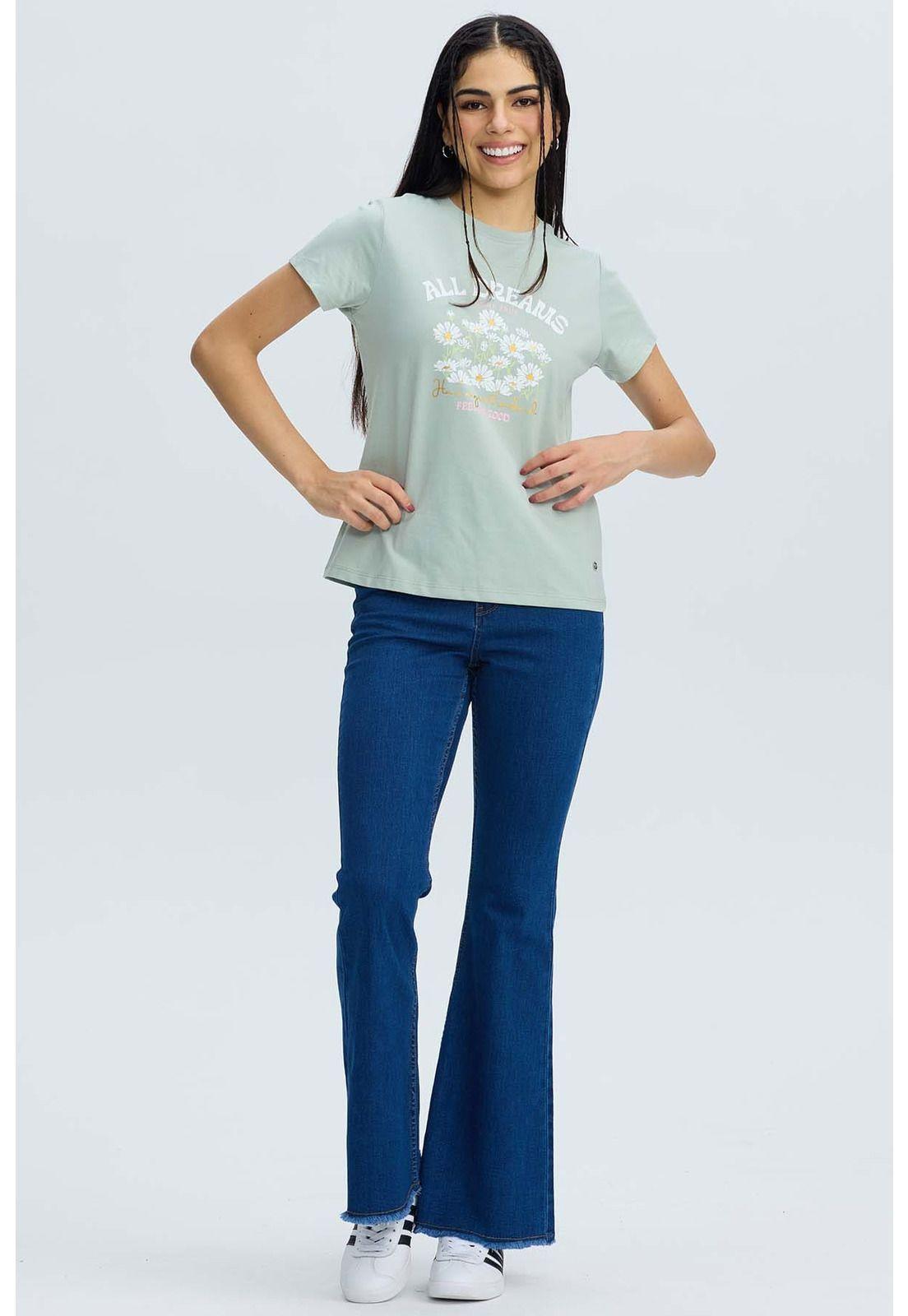 Polera Mujer Básica Print Verde Agua-3