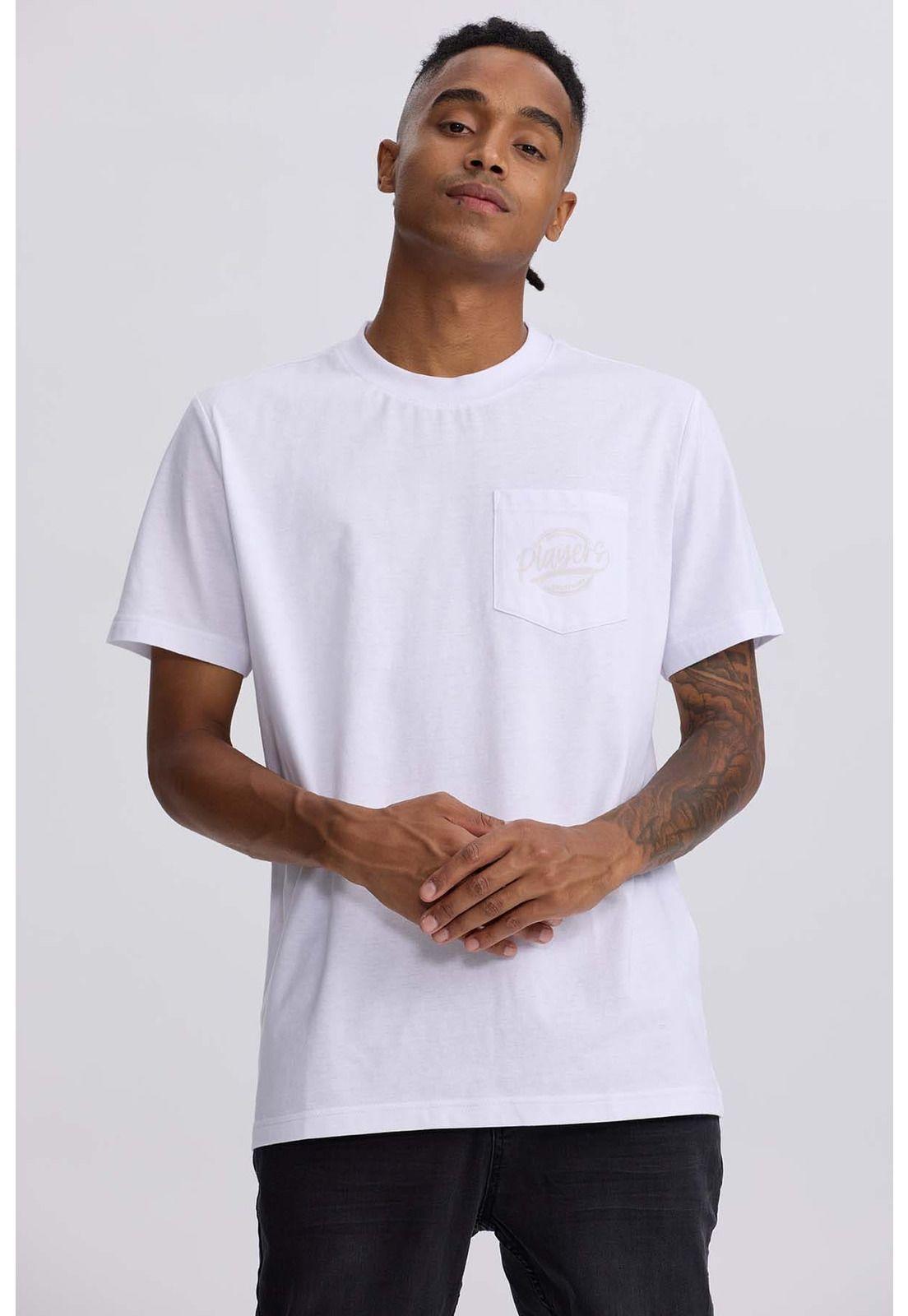 Polera Hombre Bolsillo Contraste Blanco-0