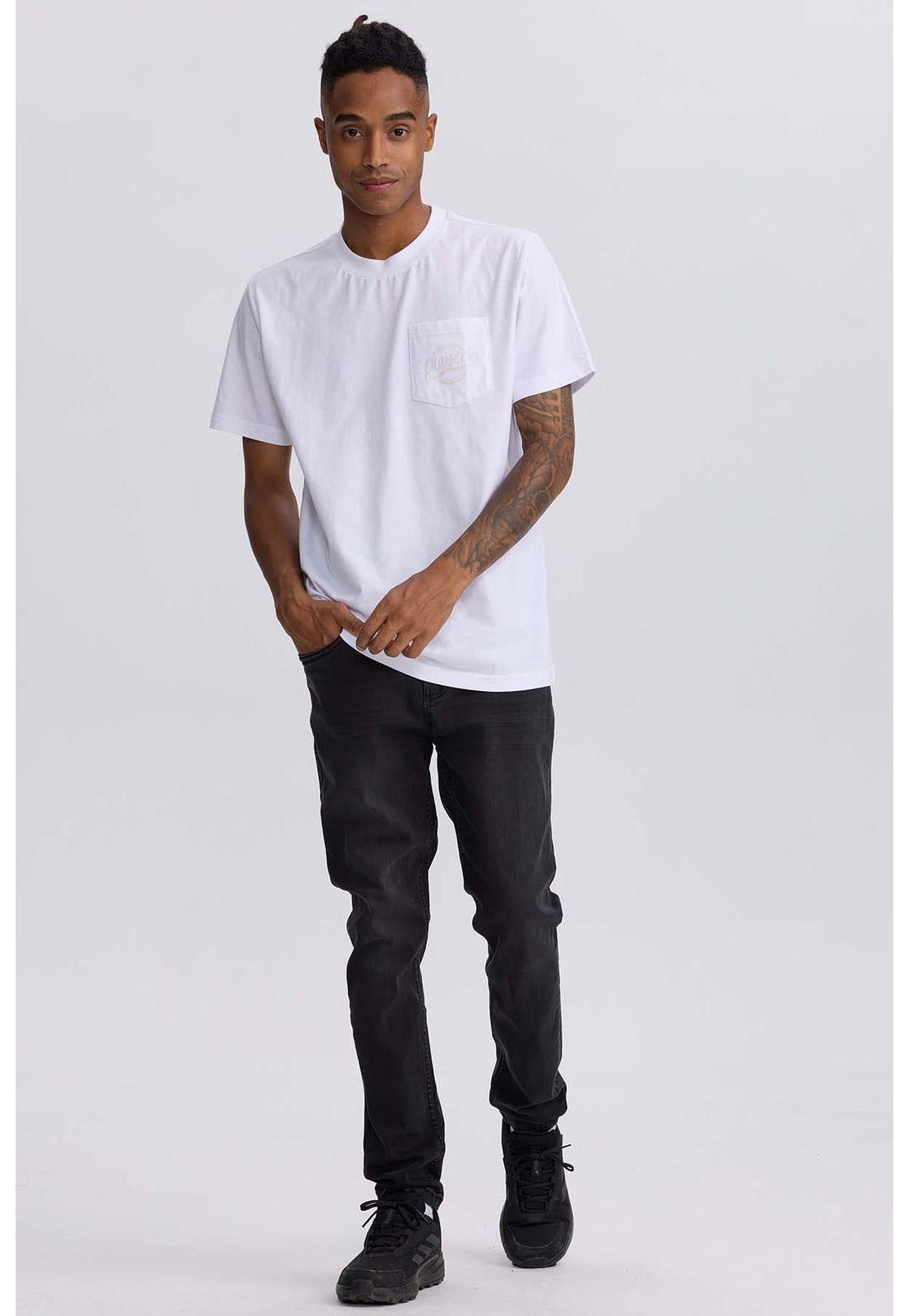 Polera Hombre Bolsillo Contraste Blanco-3