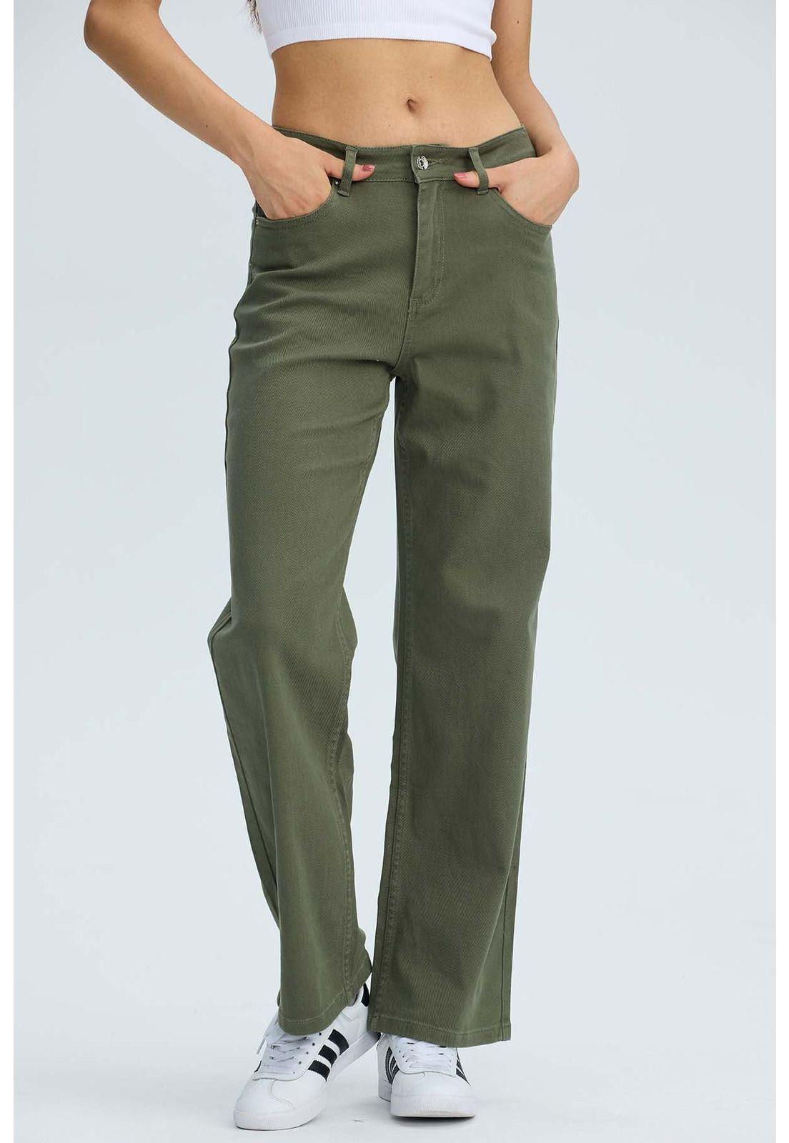 Jeans Mujer Calce Recto Verde Oscuro-0