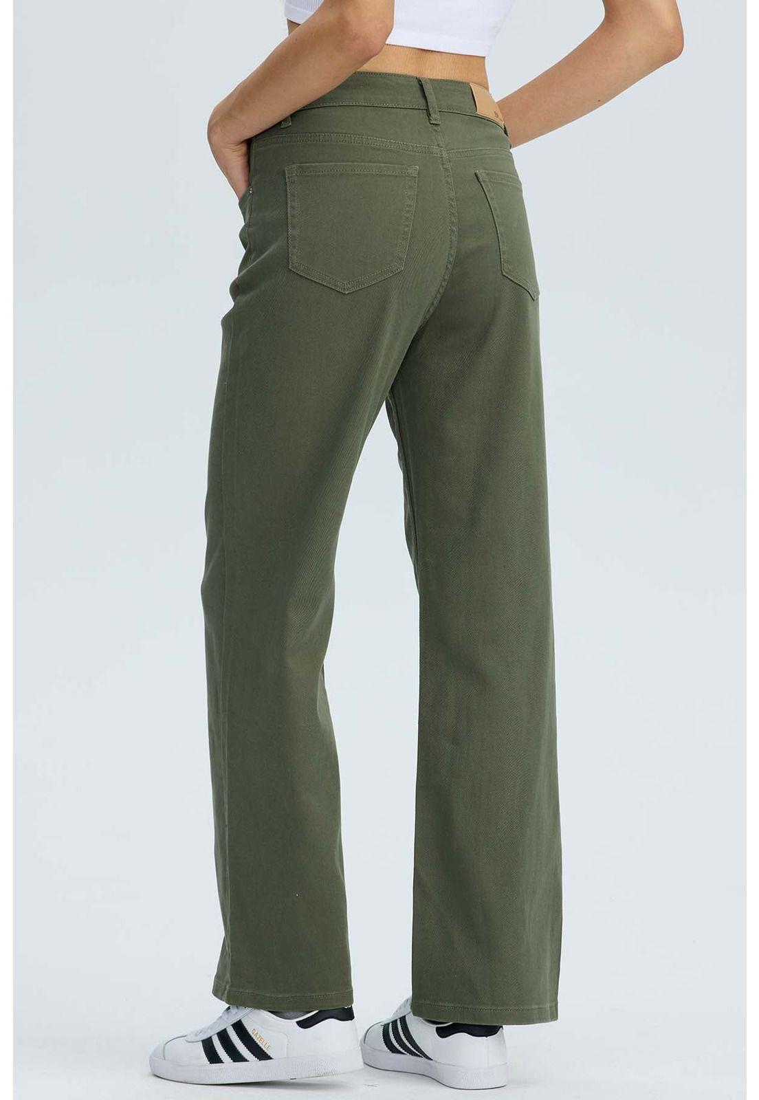 Jeans Mujer Calce Recto Verde Oscuro-2