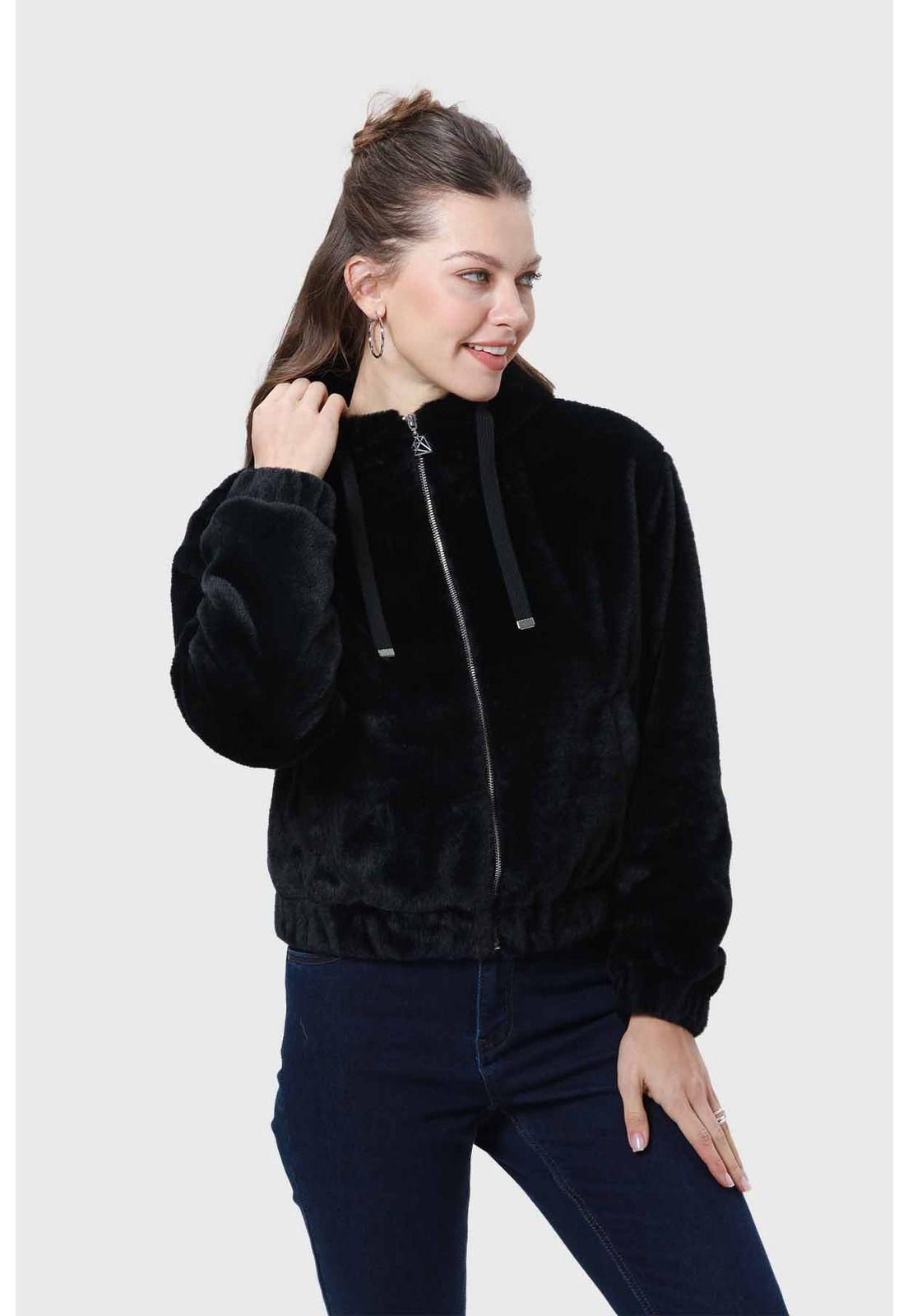 Chaqueta Mujer Polar Negro-1