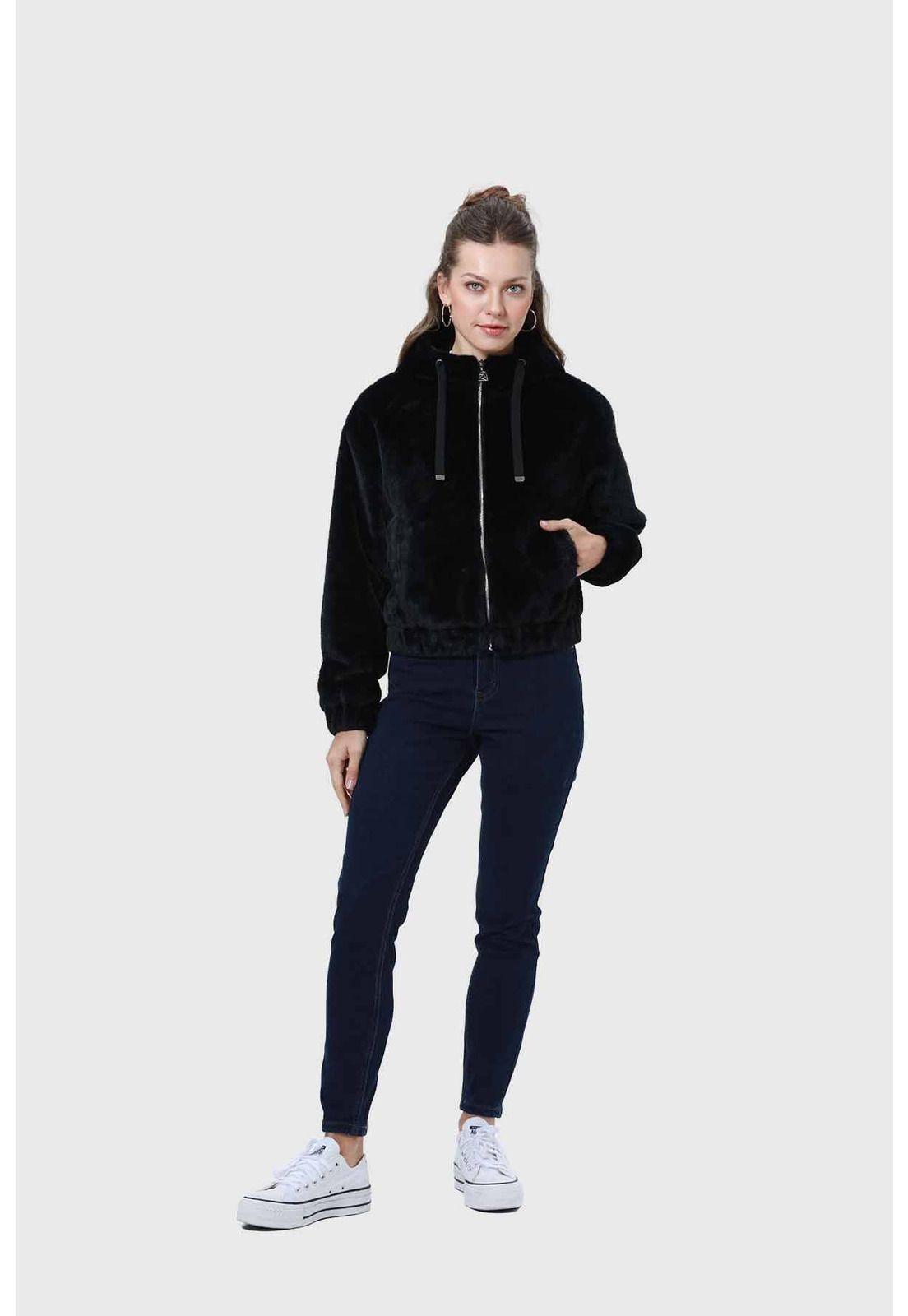 Chaqueta Mujer Polar Negro-3