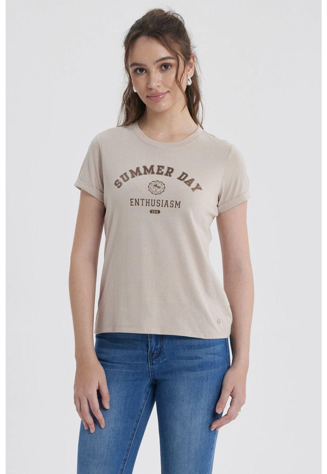 Polera Mujer Gráfica Roll Up Beige-0