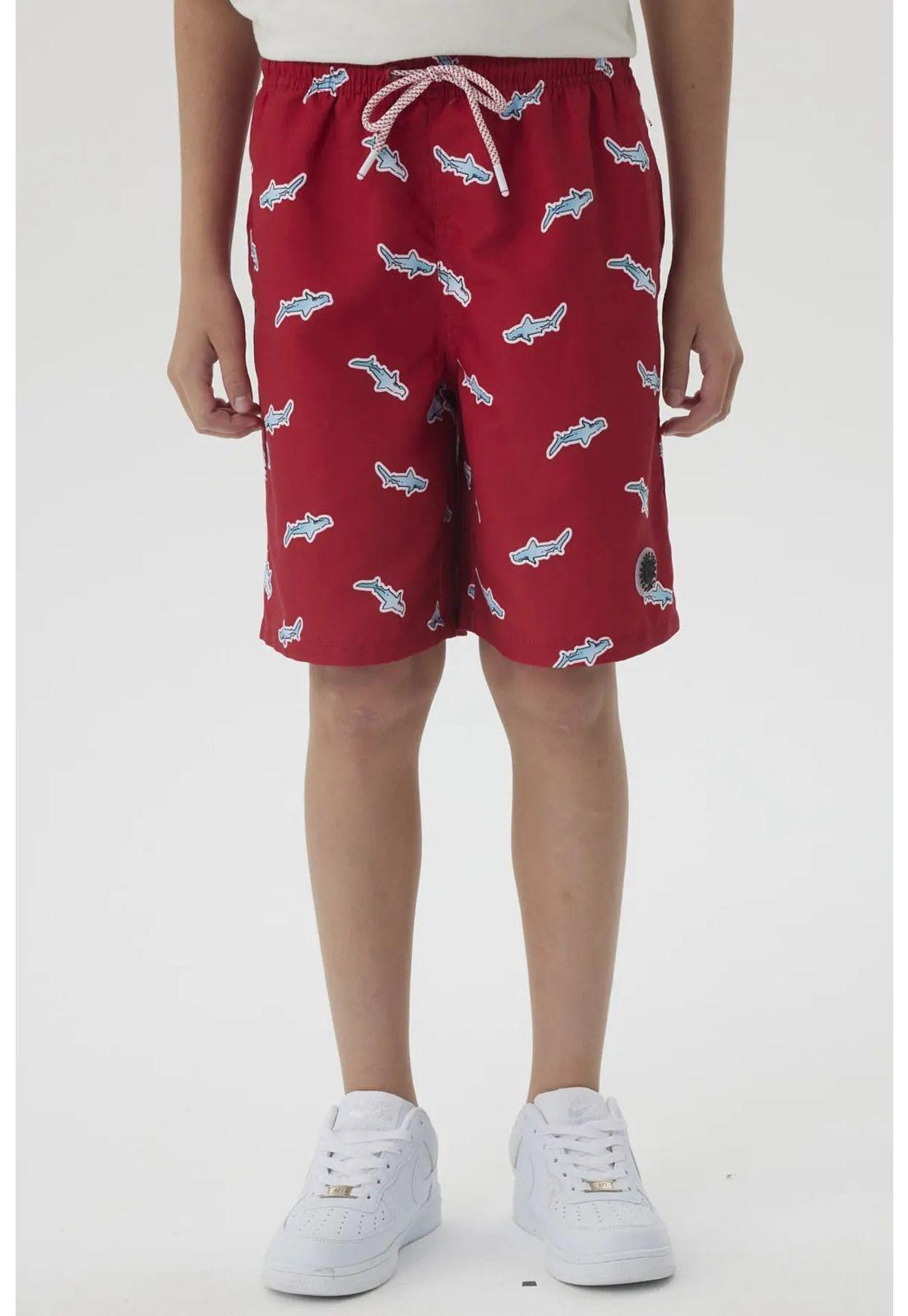 Short de Baño Niño Básico Print Rojo-0