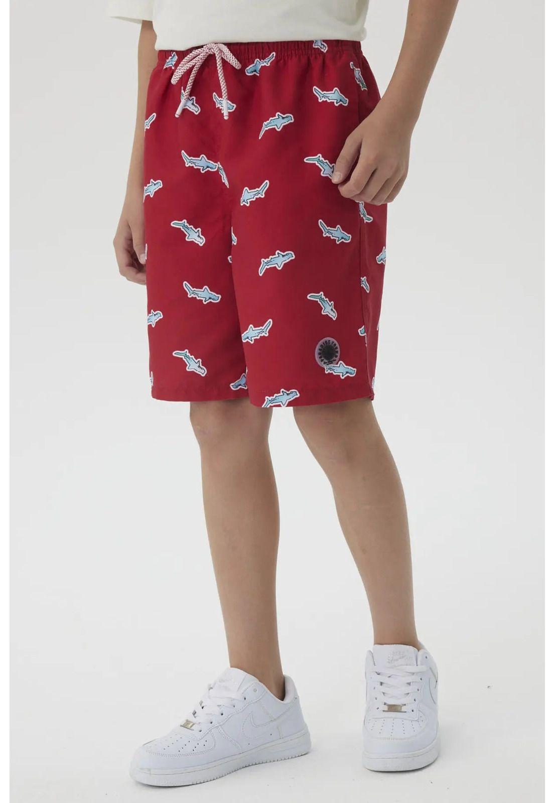 Short de Baño Niño Básico Print Rojo-1