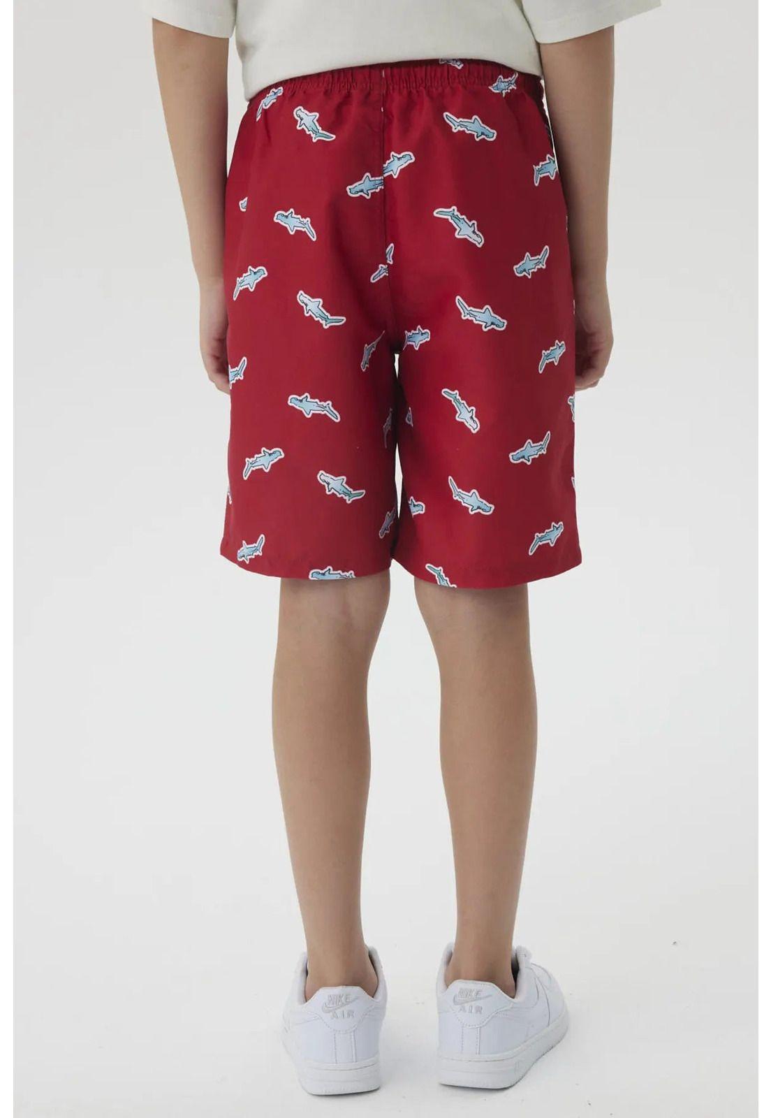 Short de Baño Niño Básico Print Rojo-2