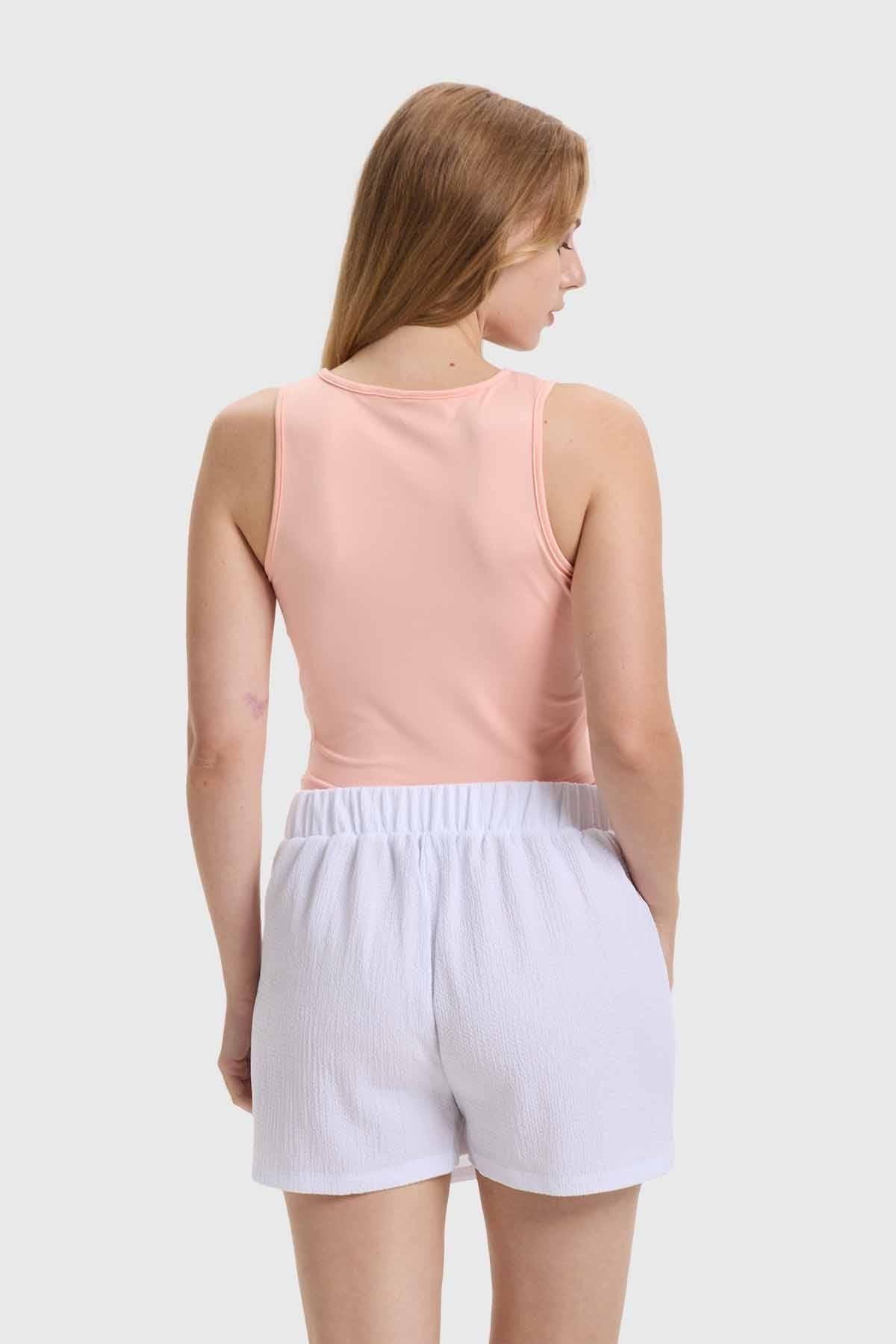 Polera Mujer Asimétrica Nudo Damasco-2
