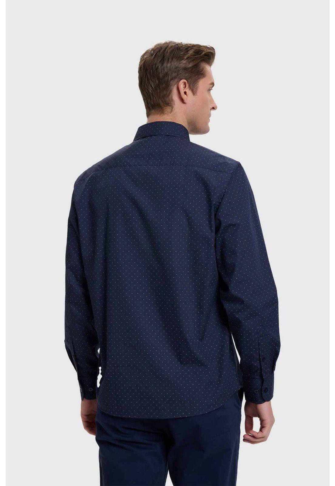 Camisa Hombre Mini Print Azul-2