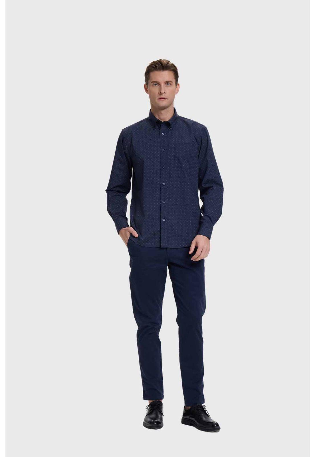 Camisa Hombre Mini Print Azul-3