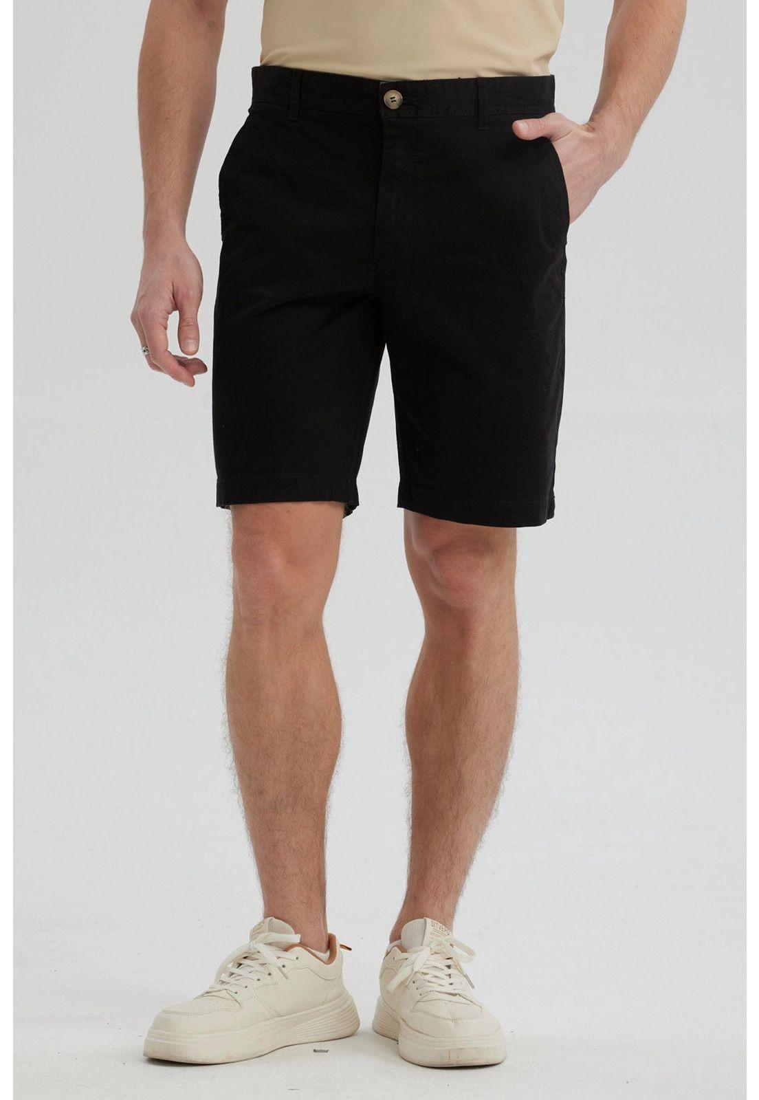 Bermuda Hombre Chino Básico Negro-0