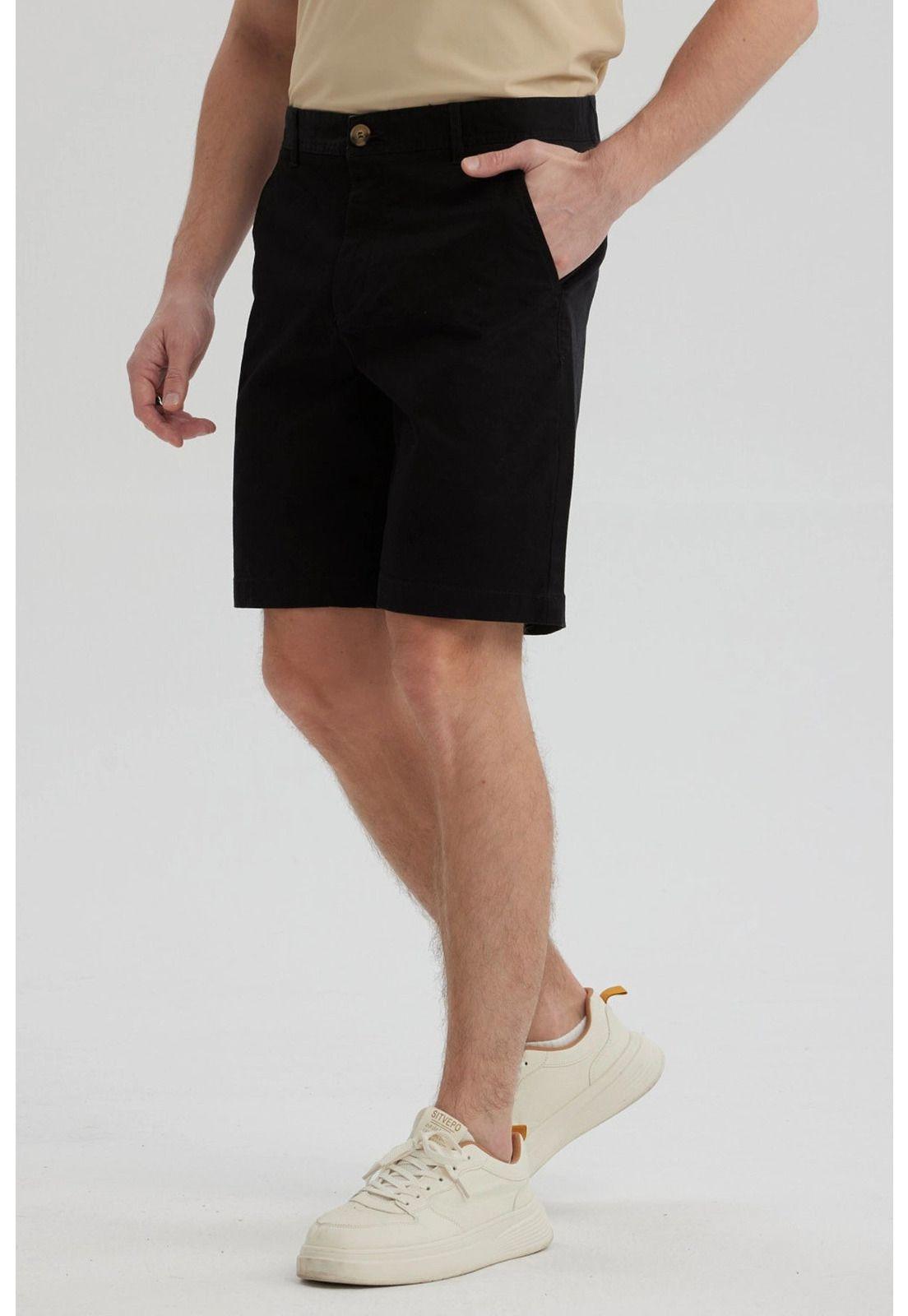 Bermuda Hombre Chino Básico Negro-1