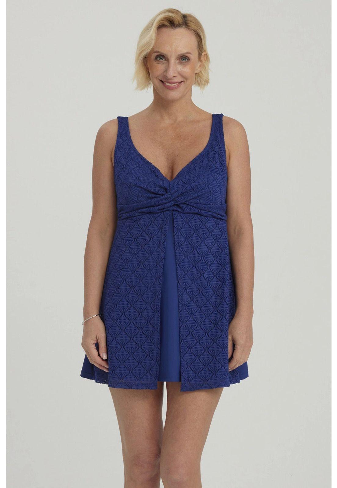 Traje De Baño Mujer Peto Vestido Rapport Azul Oscuro-0