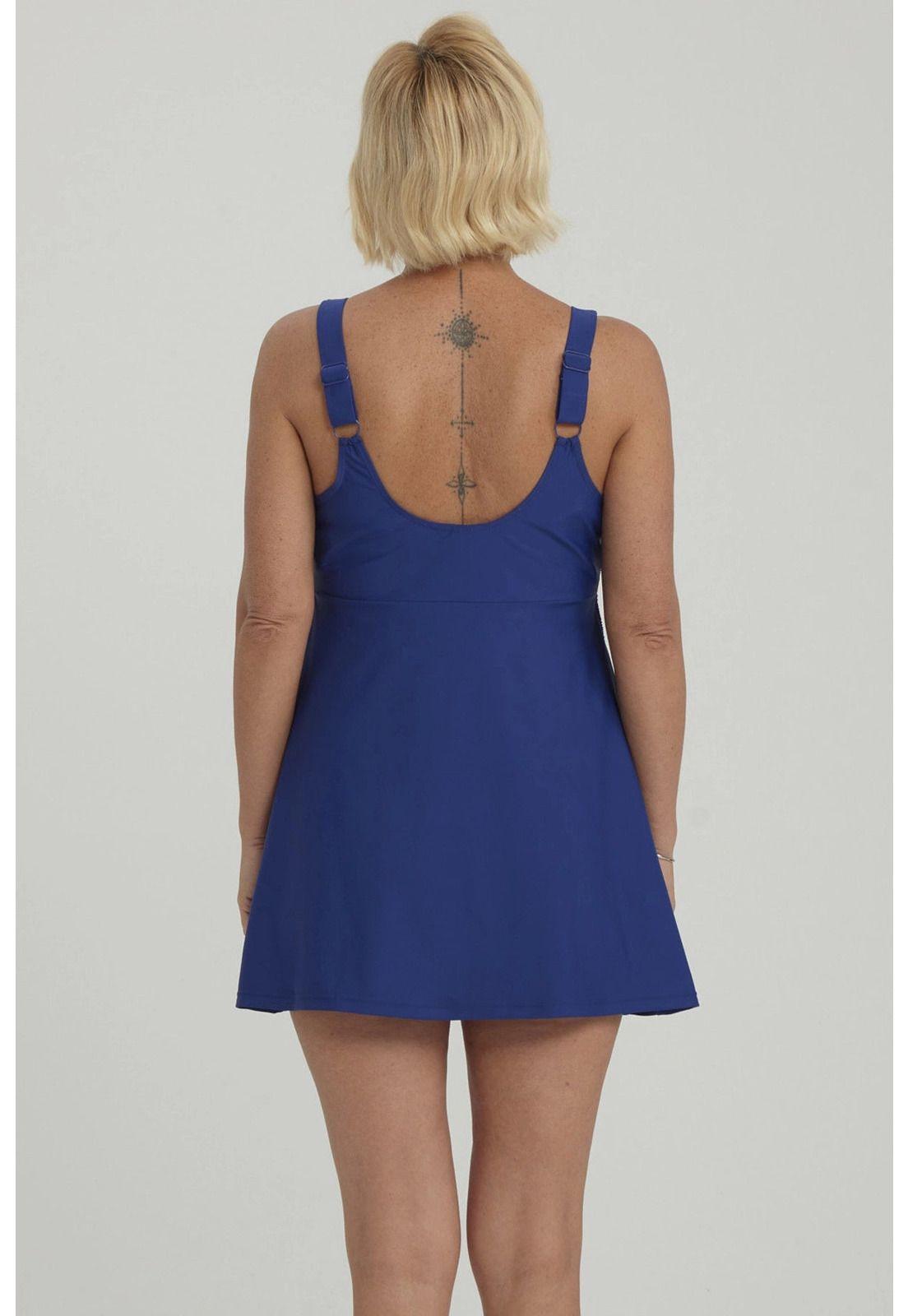 Traje De Baño Mujer Peto Vestido Rapport Azul Oscuro-2