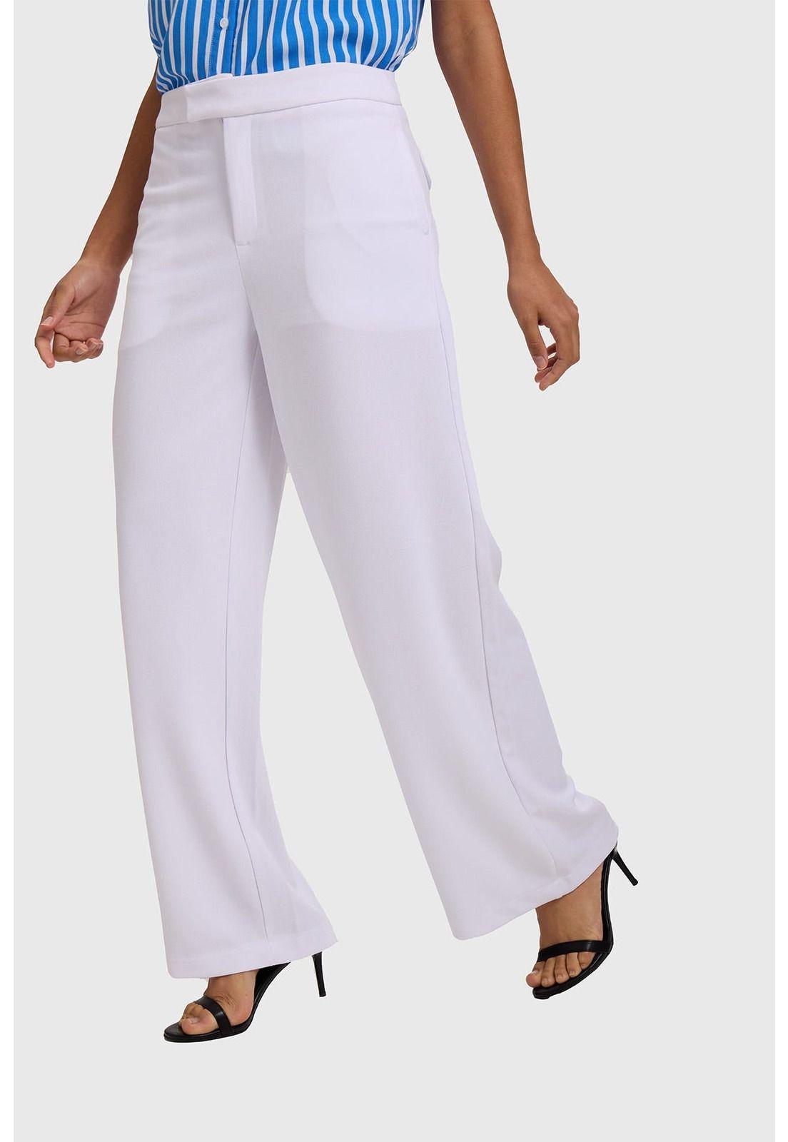 Pantalón Mujer Palazzo Sastrero Blanco-1