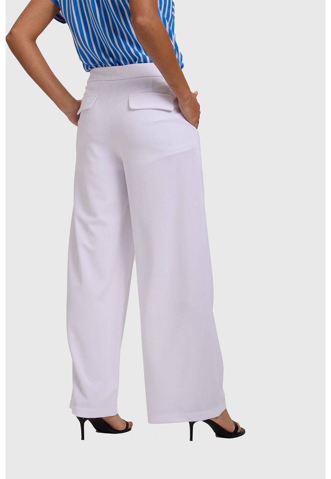 Pantalón Mujer Palazzo Sastrero Blanco-2