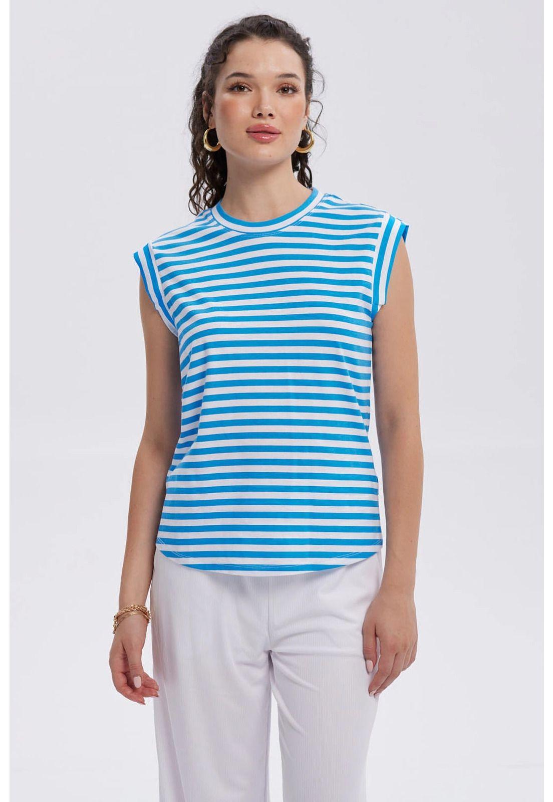 Polera Mujer Satín Celeste-0