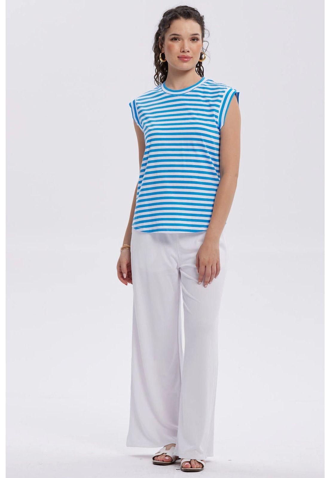 Polera Mujer Satín Celeste-3