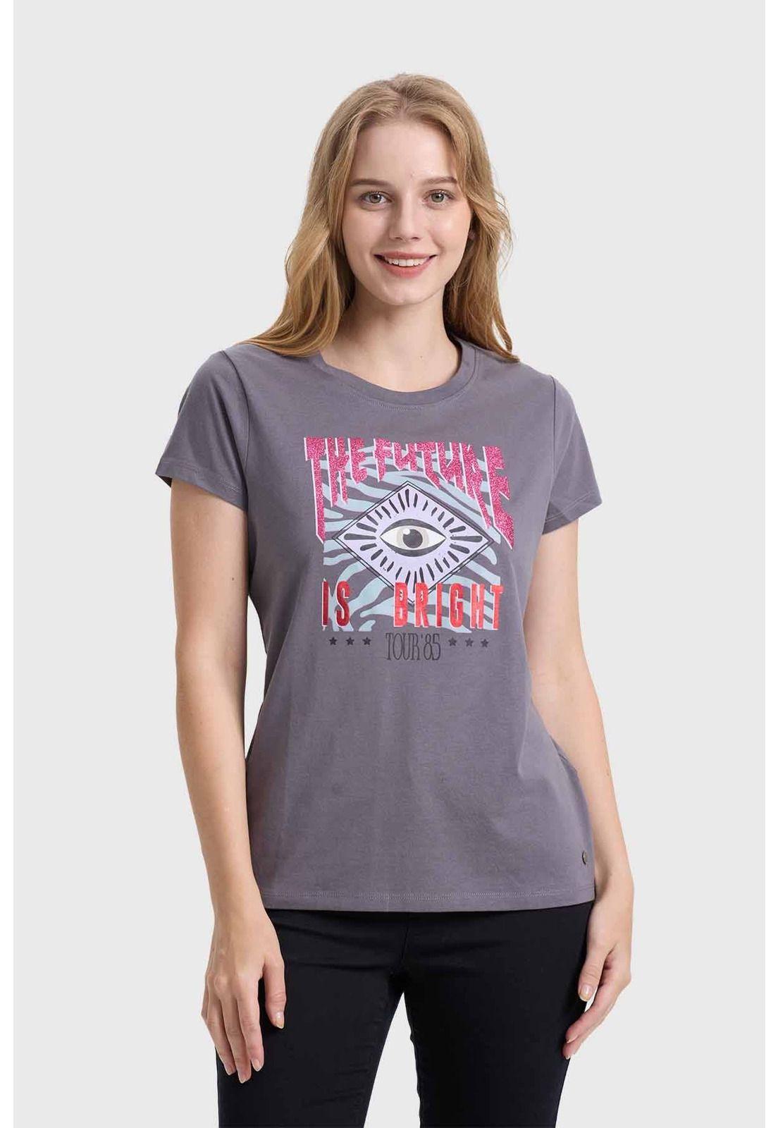 Polera Mujer Básica Print Gris-0