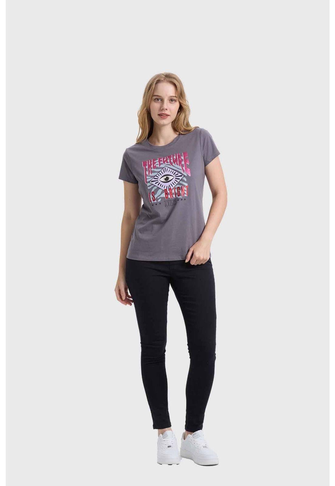 Polera Mujer Básica Print Gris-3