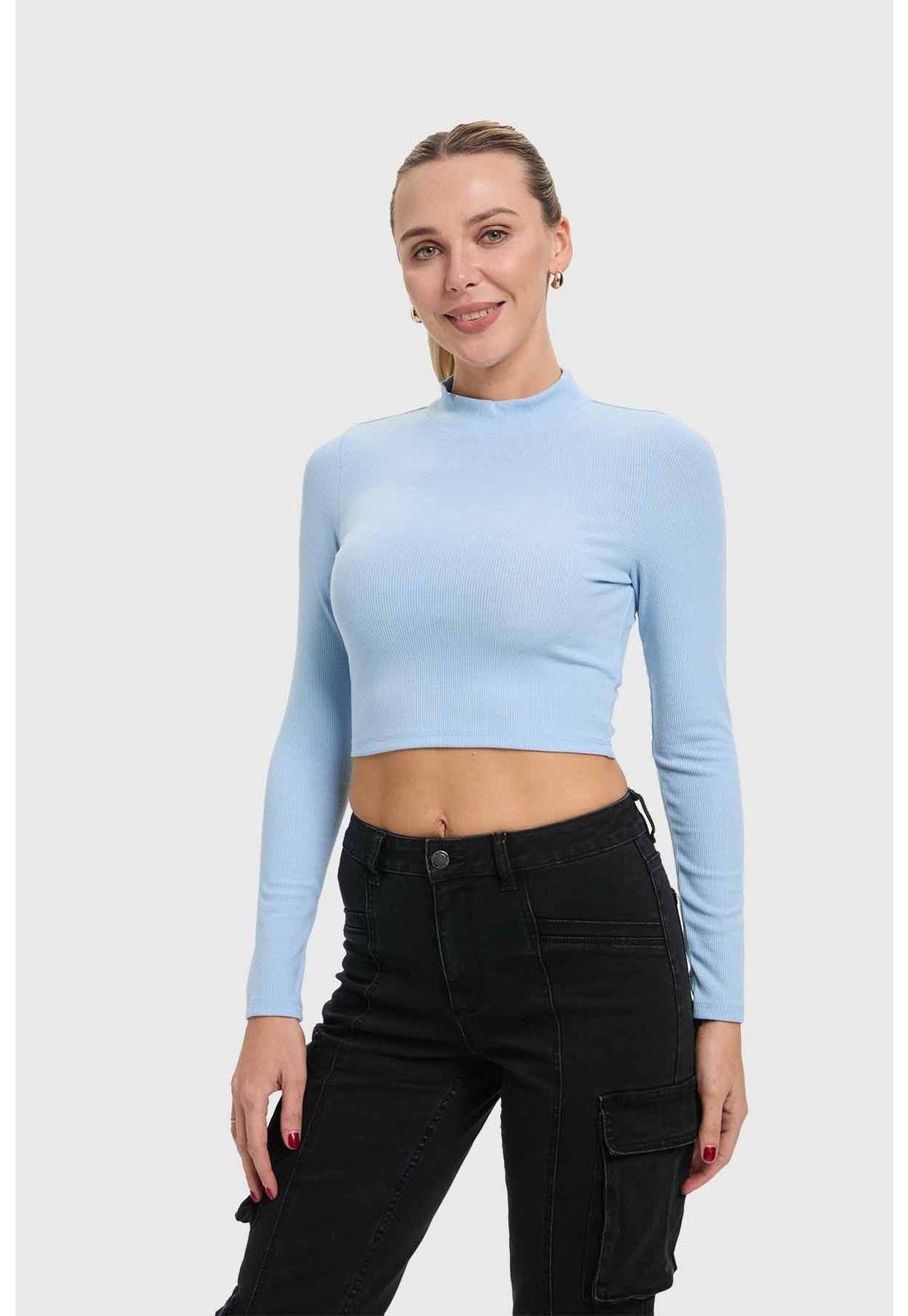 Polera Mujer Beatle Celeste-0