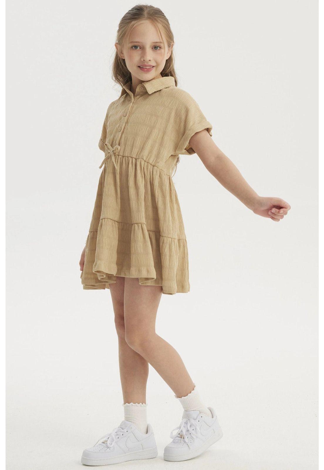 Vestido Niña Con Cuello Beige-1
