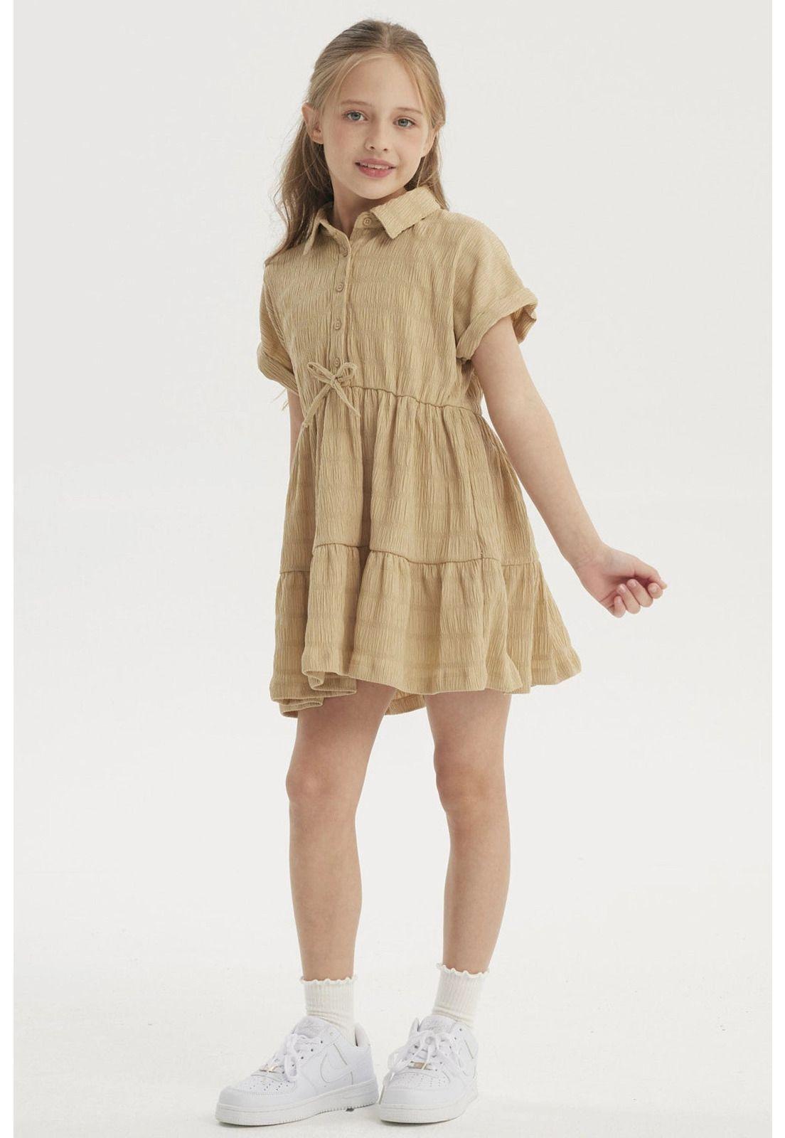 Vestido Niña Con Cuello Beige-3