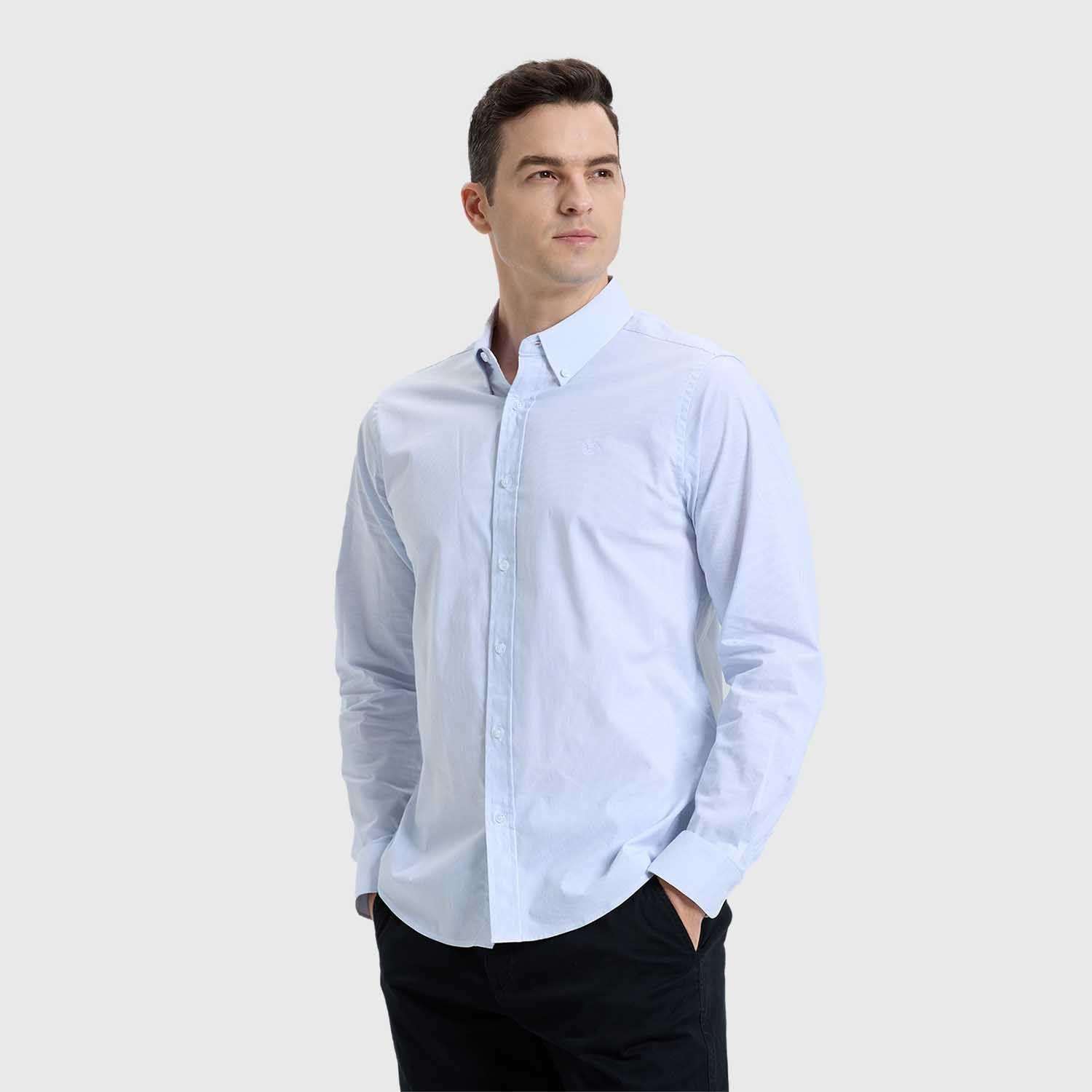 Camisa Hombre Slim Fit Rayas Azul Claro-1