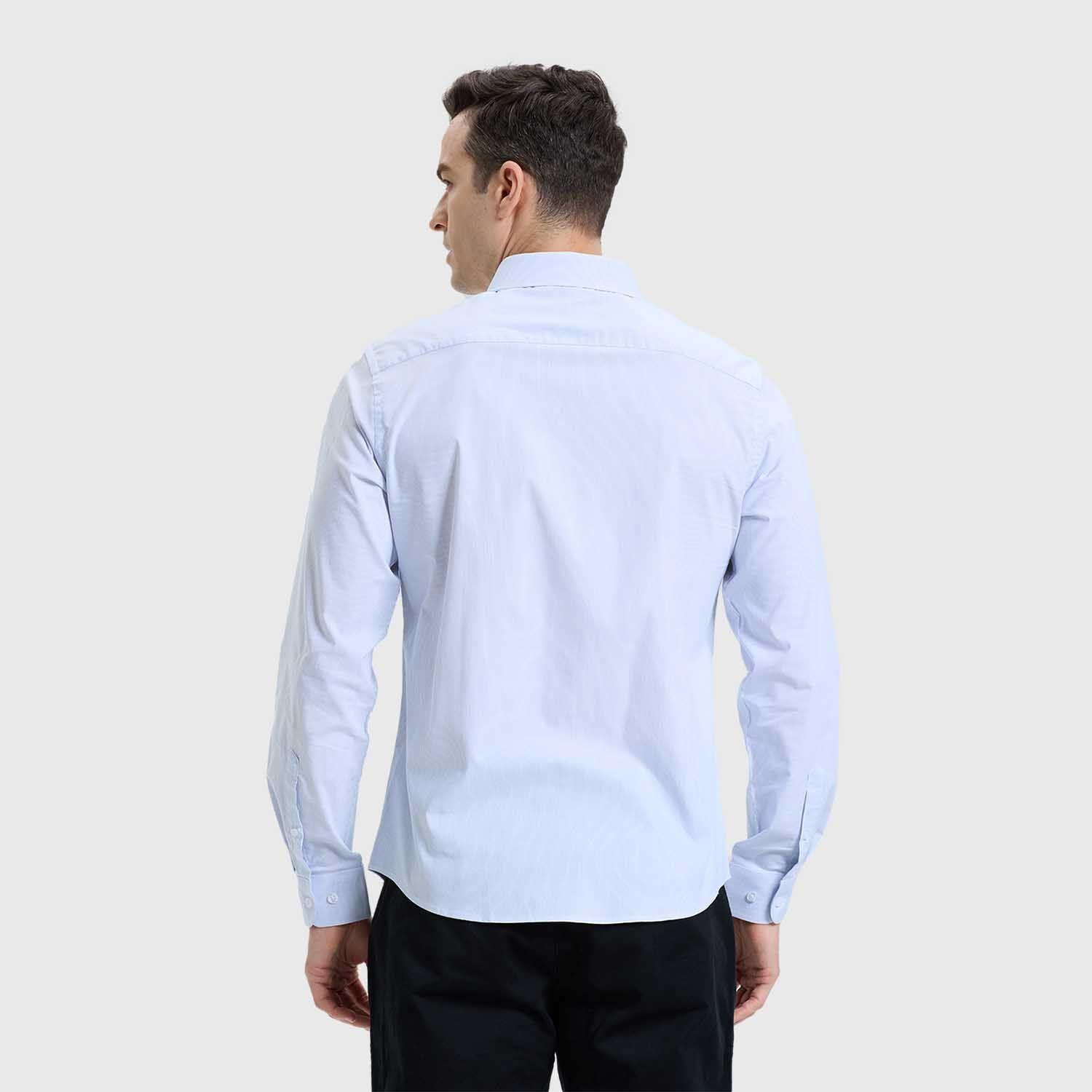 Camisa Hombre Slim Fit Rayas Azul Claro-2
