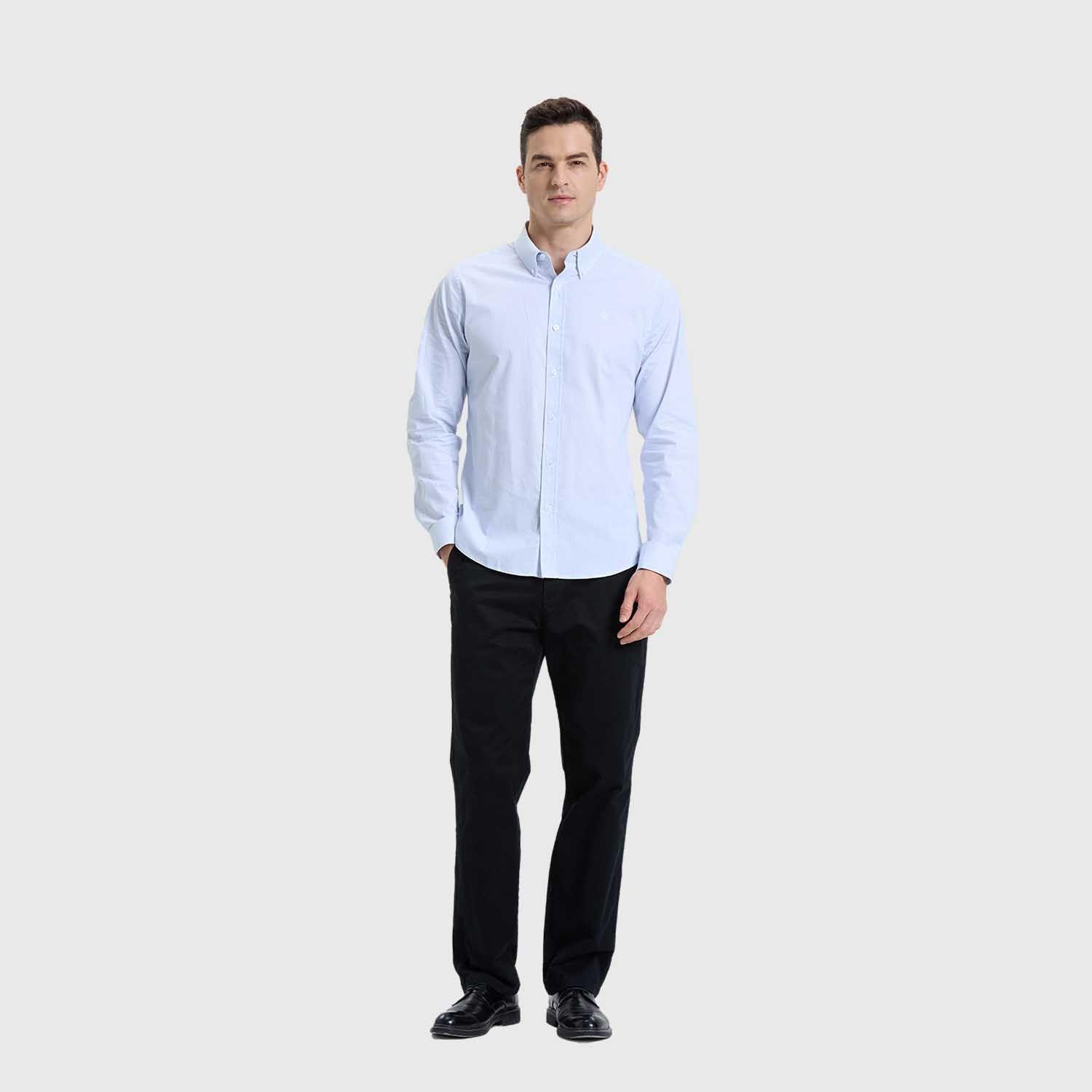 Camisa Hombre Slim Fit Rayas Azul Claro-3