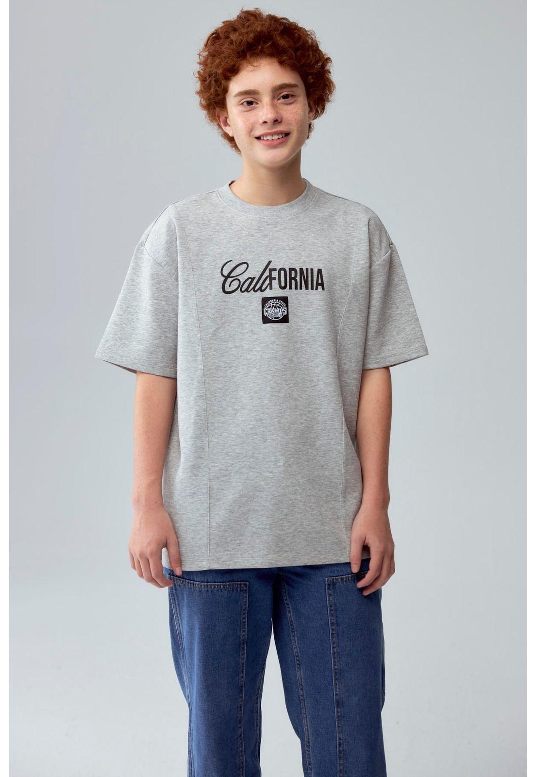 Polera Niño Label Frontal Gris Melange-0