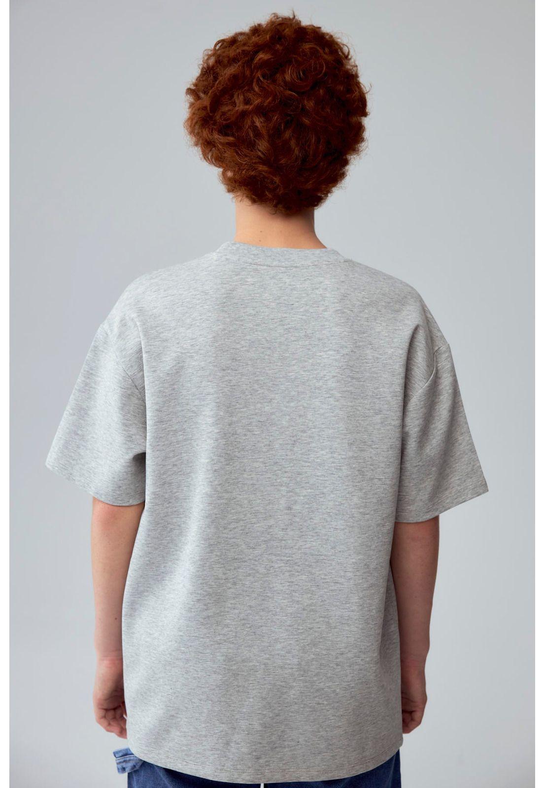 Polera Niño Label Frontal Gris Melange-2