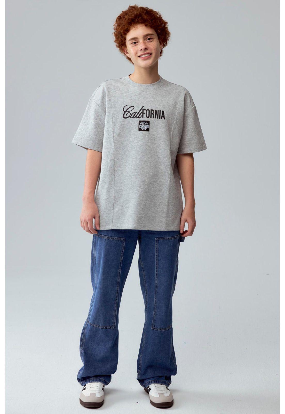 Polera Niño Label Frontal Gris Melange-3