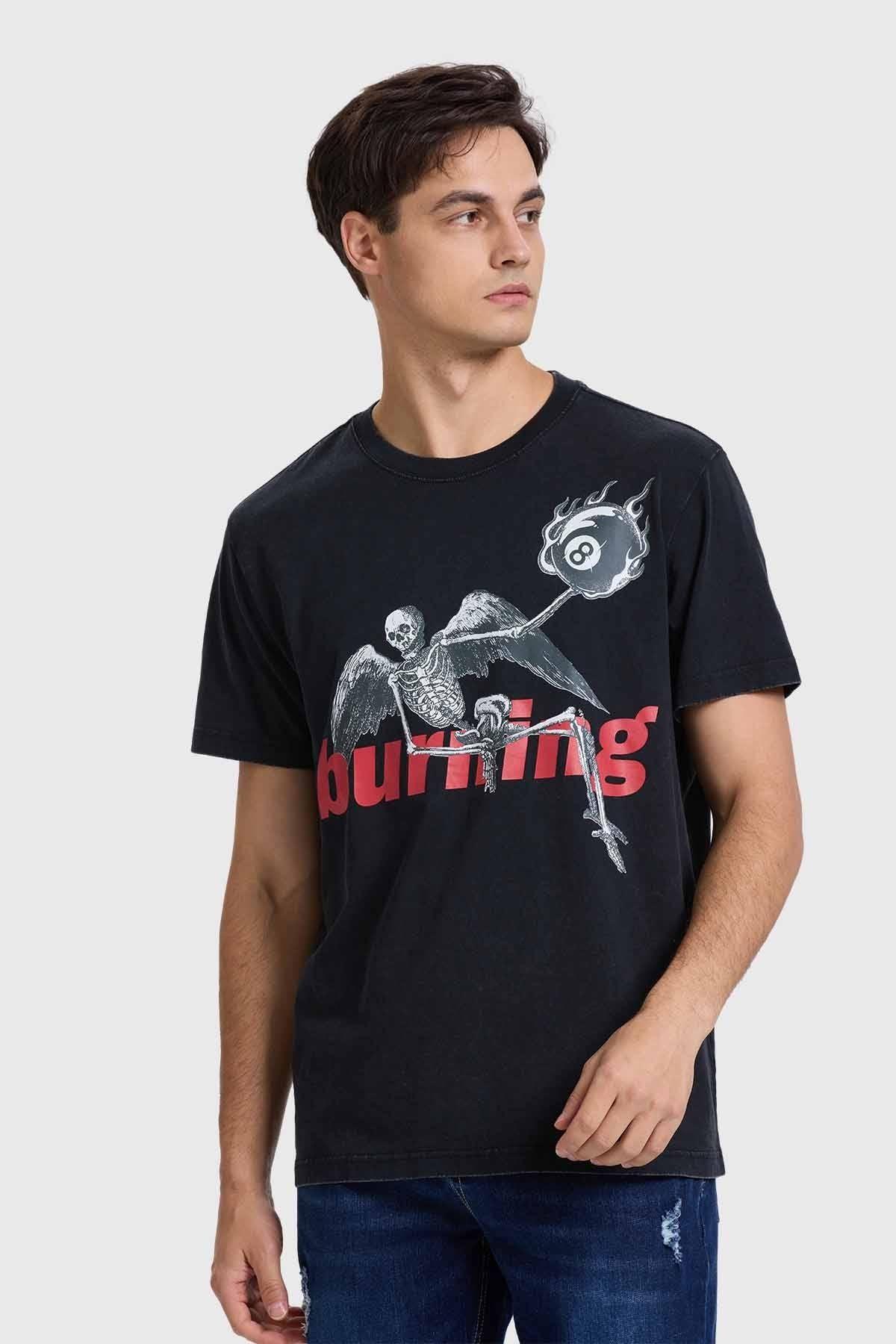 Polera Hombre Acid Wash Print Negro-1