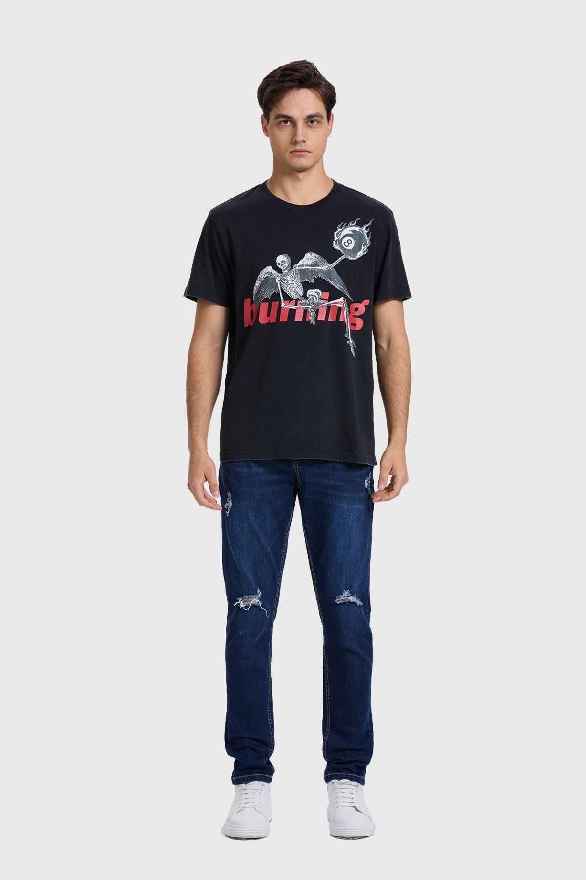 Polera Hombre Acid Wash Print Negro-3