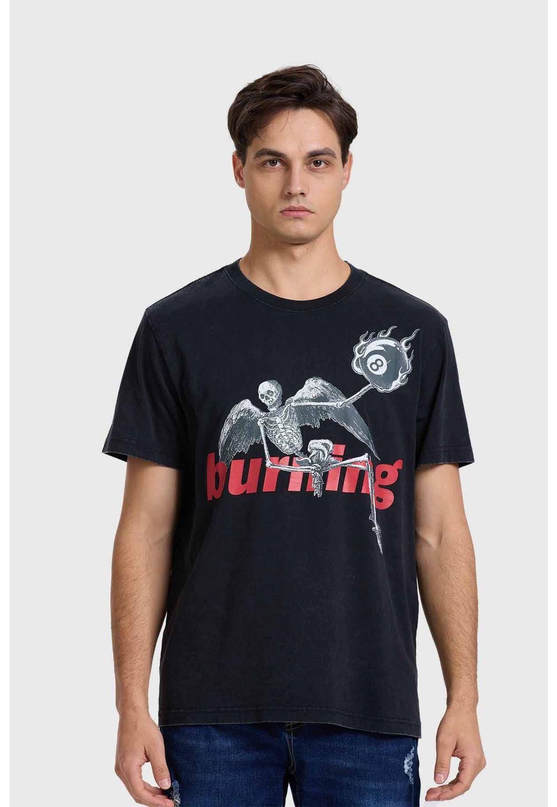 Polera Hombre Acid Wash Print Negro-0