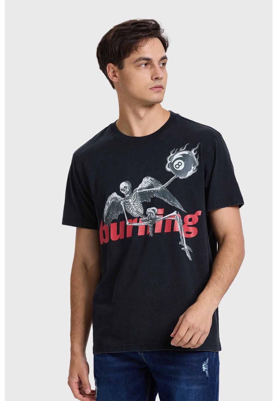 Polera Hombre Acid Wash Print Negro-1