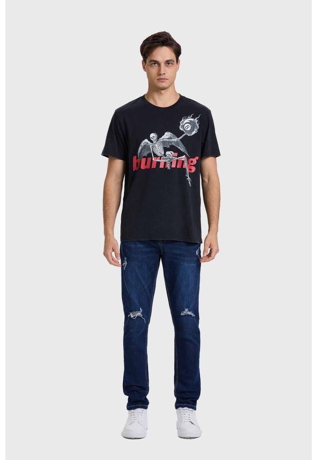 Polera Hombre Acid Wash Print Negro-3