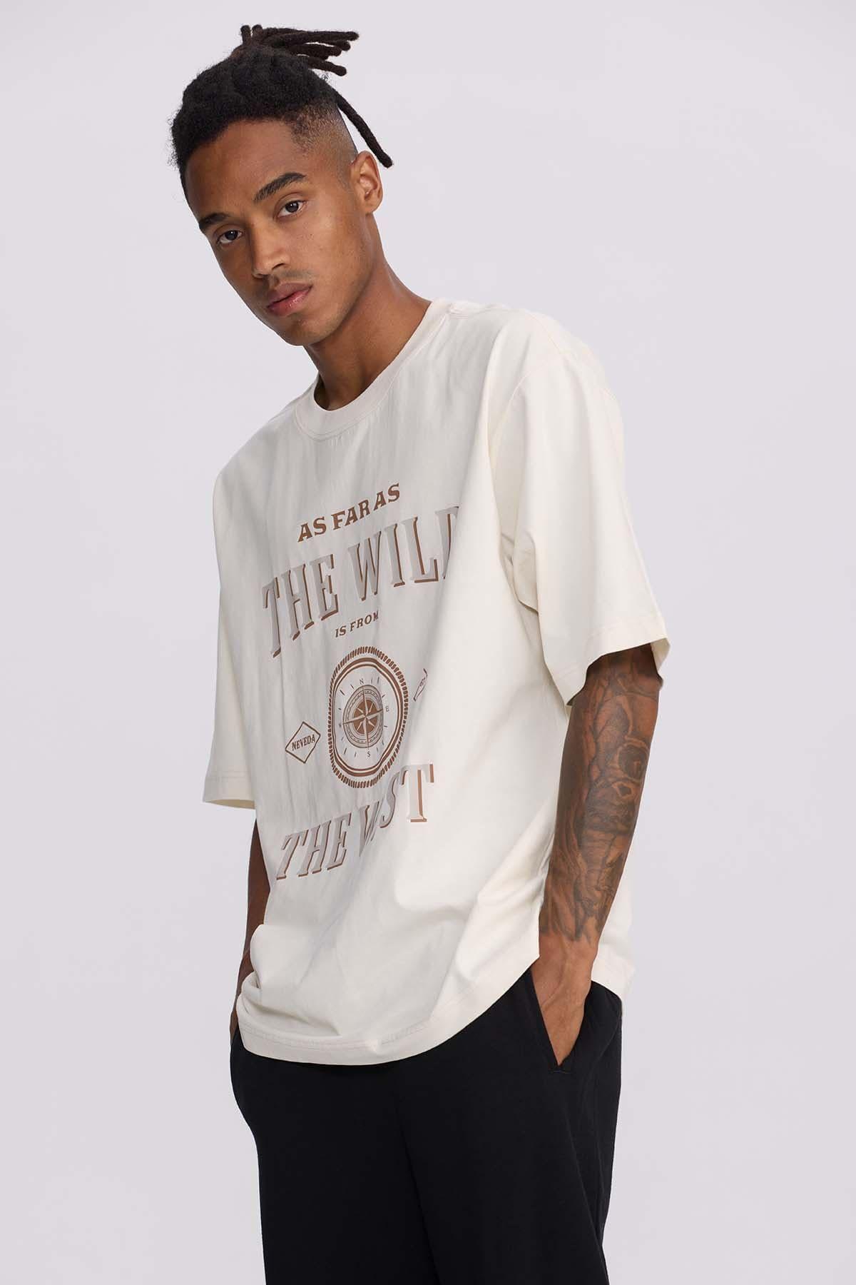 Polera Hombre Print Central West Beige-1
