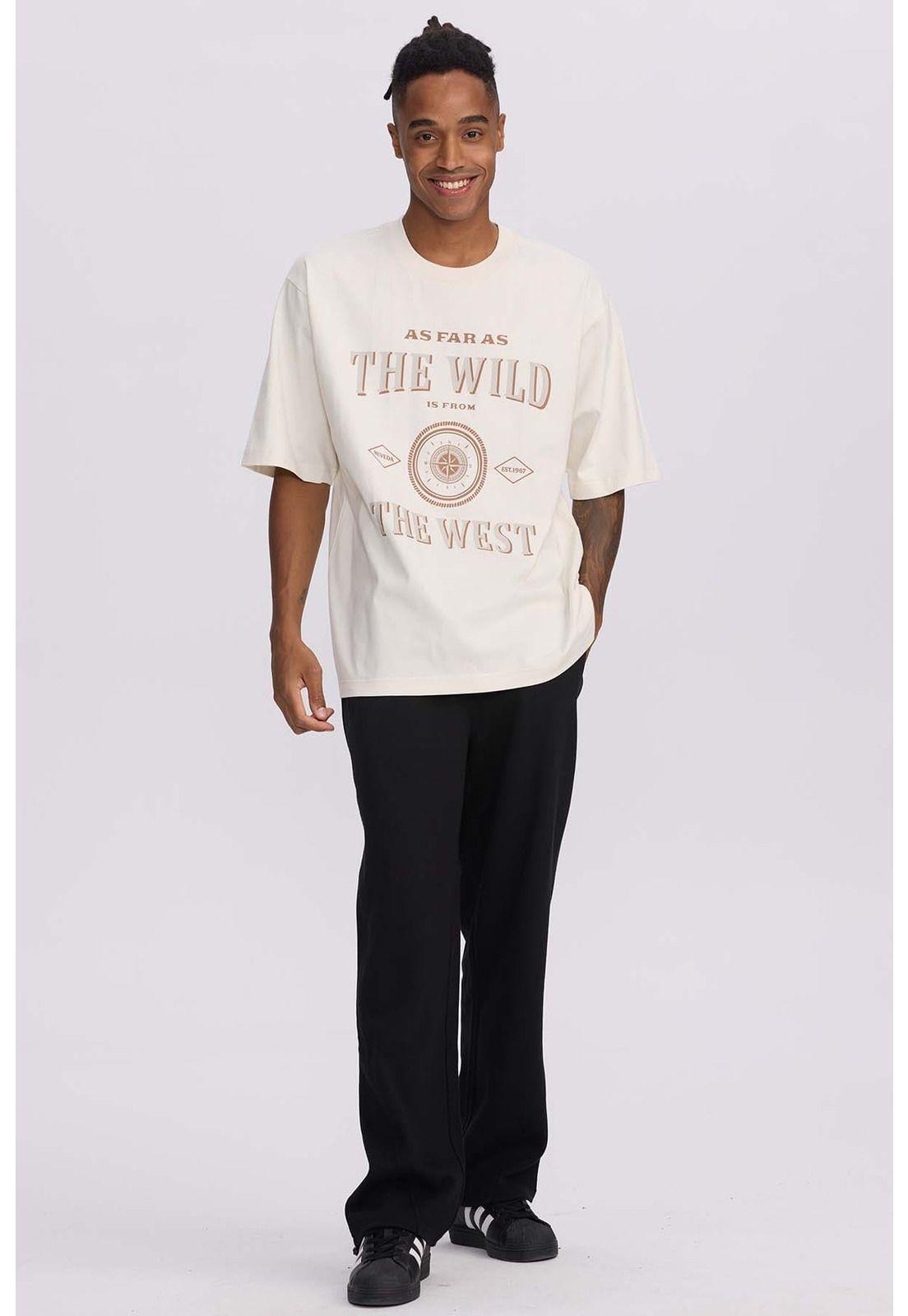 Polera Hombre Print Central West Beige-3