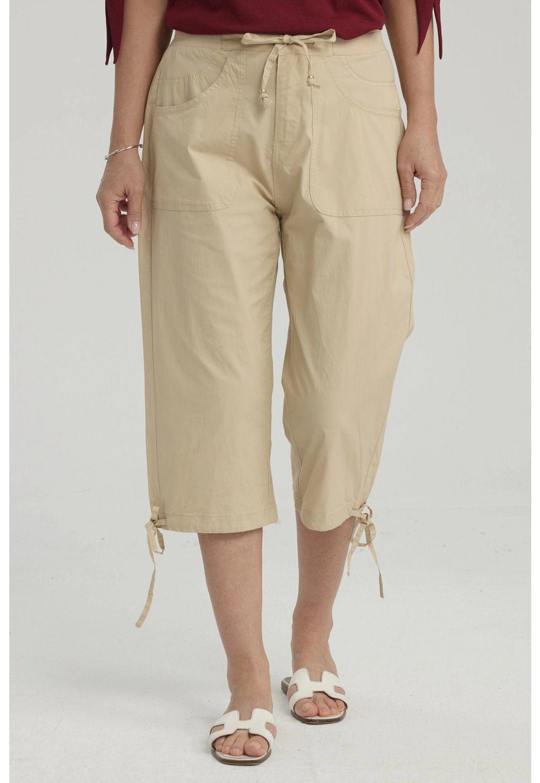 Pantalón Mujer Con Cortes Y Apertura Beige-0