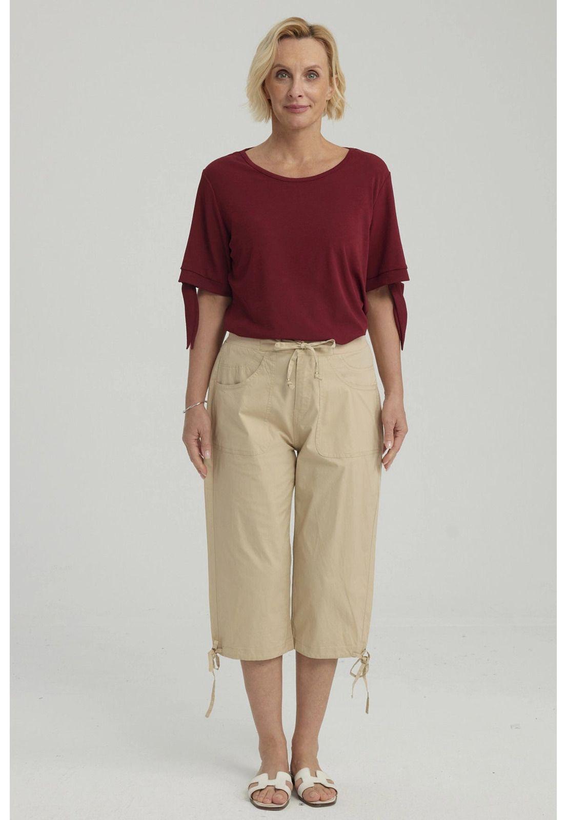 Pantalón Mujer Con Cortes Y Apertura Beige-1