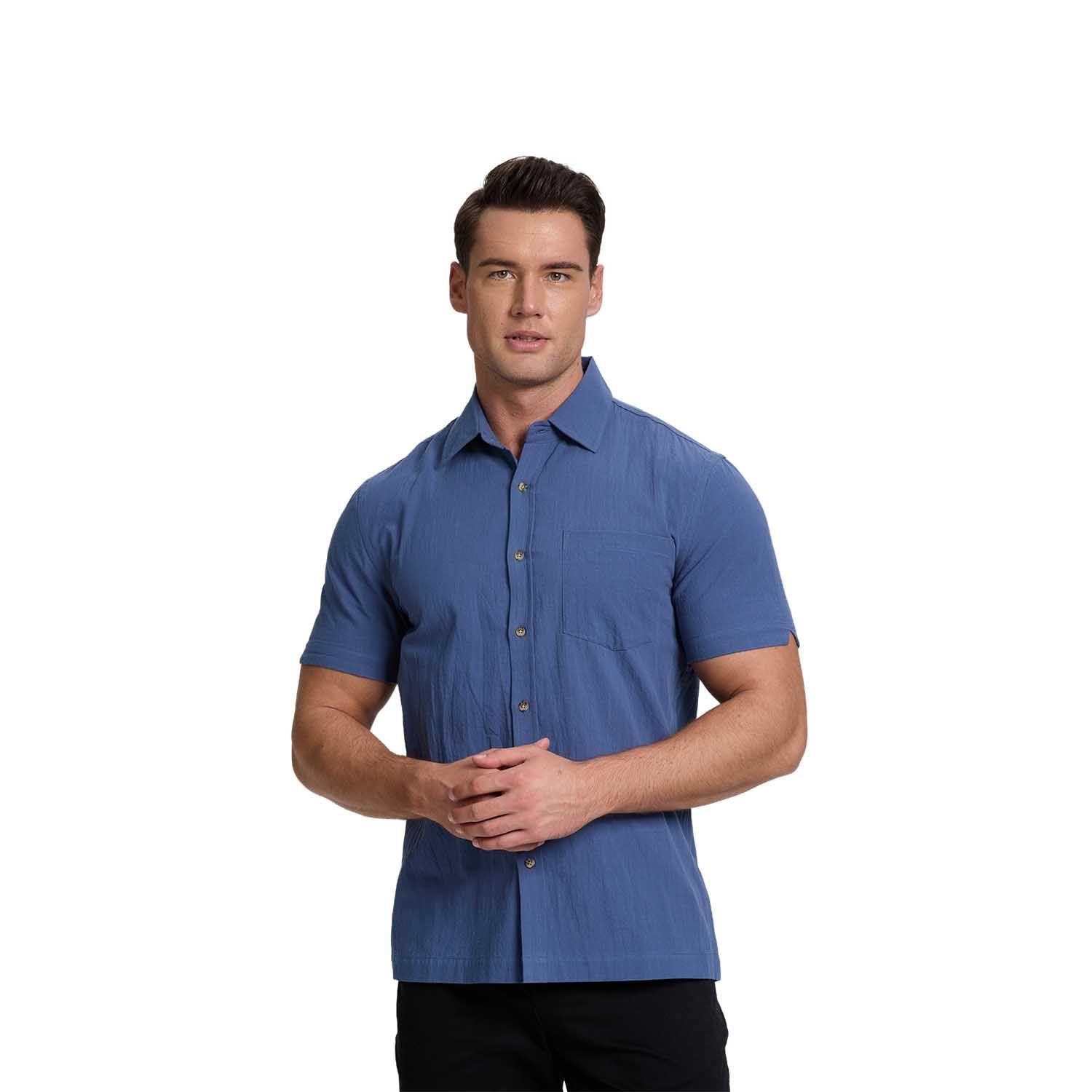 Camisa Hombre Lisa Azul Fashion's Park-0