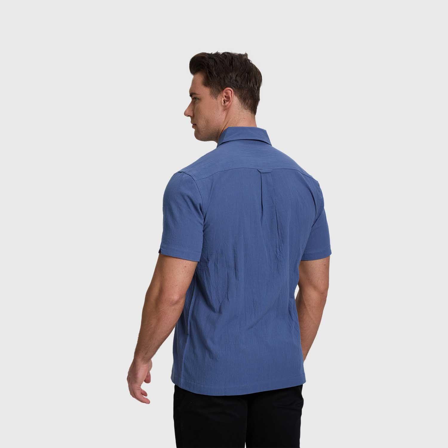 Camisa Hombre Lisa Azul Fashion's Park-2