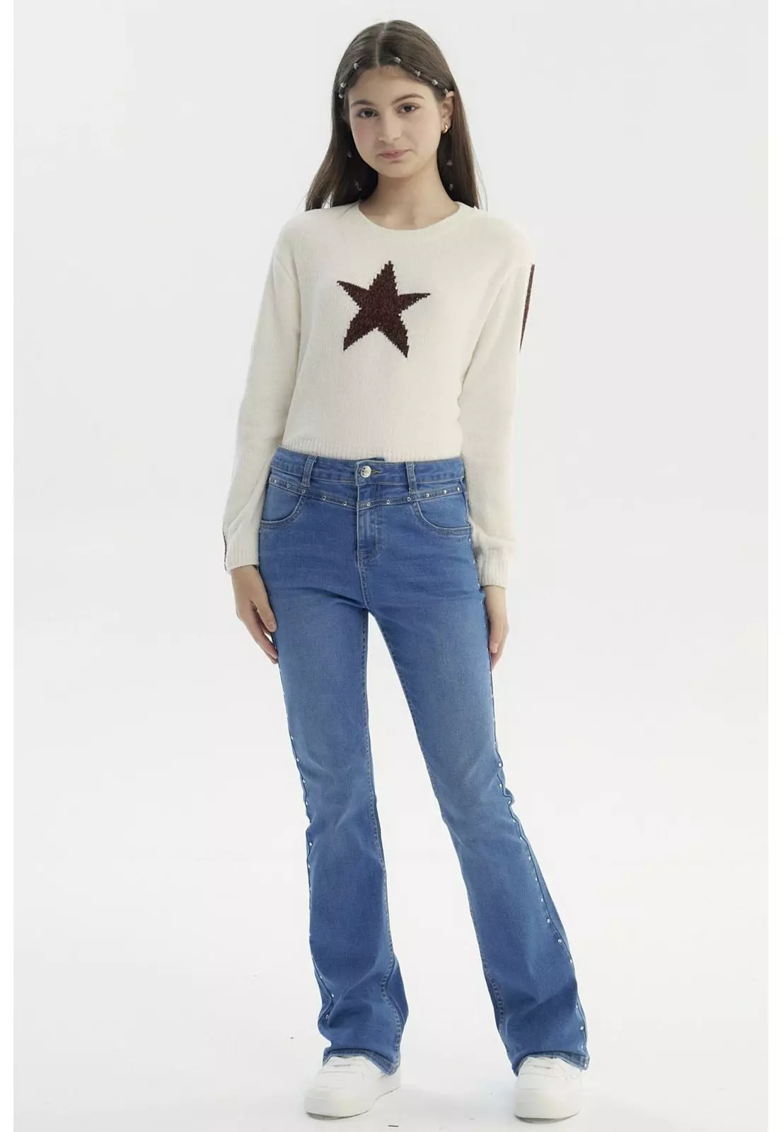 Jeans Niña Wide Leg Azul - Vll-3