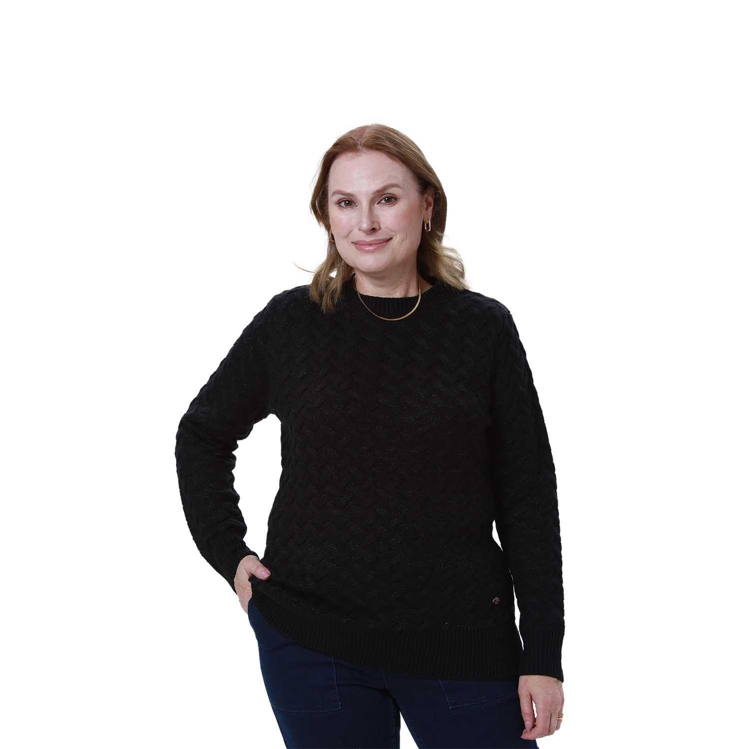 Sweater Mujer Calado Negro Fashion's Park-0